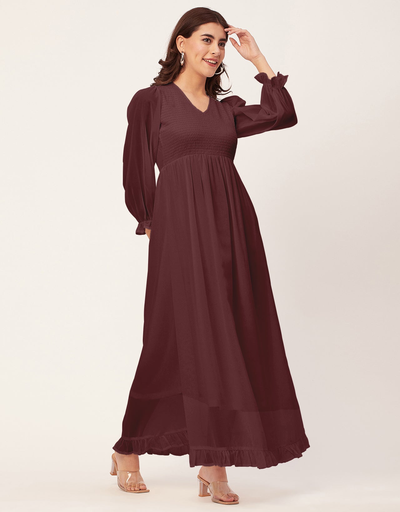 Elegant Solid Long Sleeve Women Dress