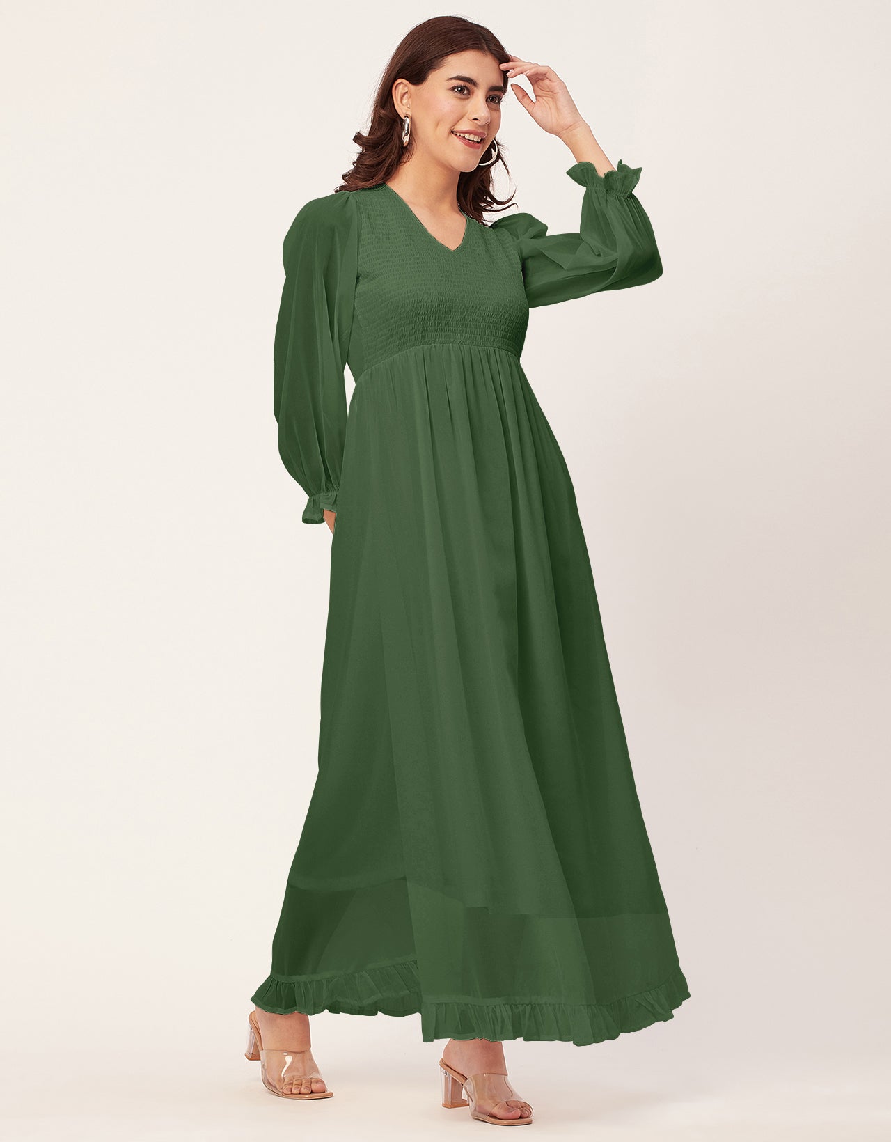 Elegant Solid Long Sleeve Women Dress