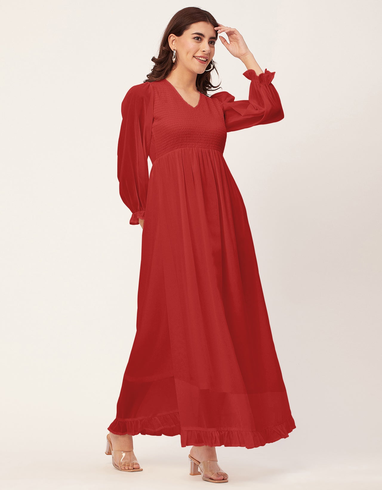 Elegant Solid Long Sleeve Women Dress