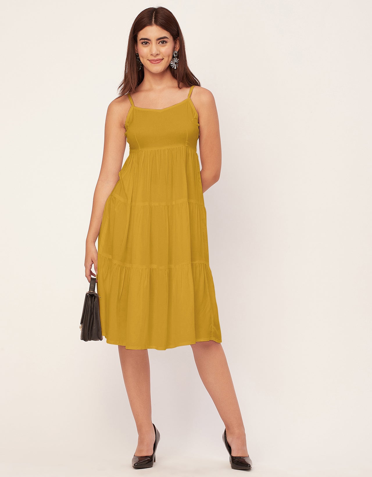 Sweetheart Neck Sleeveless Solid Rayon Dress