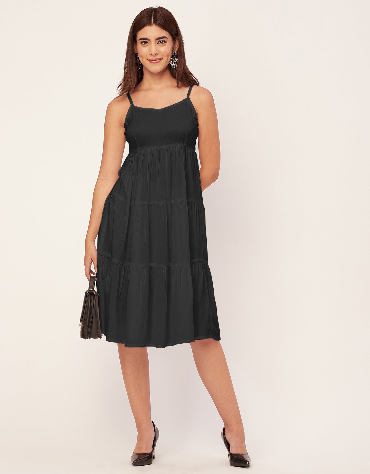 Sweetheart Neck Sleeveless Solid Rayon Dress