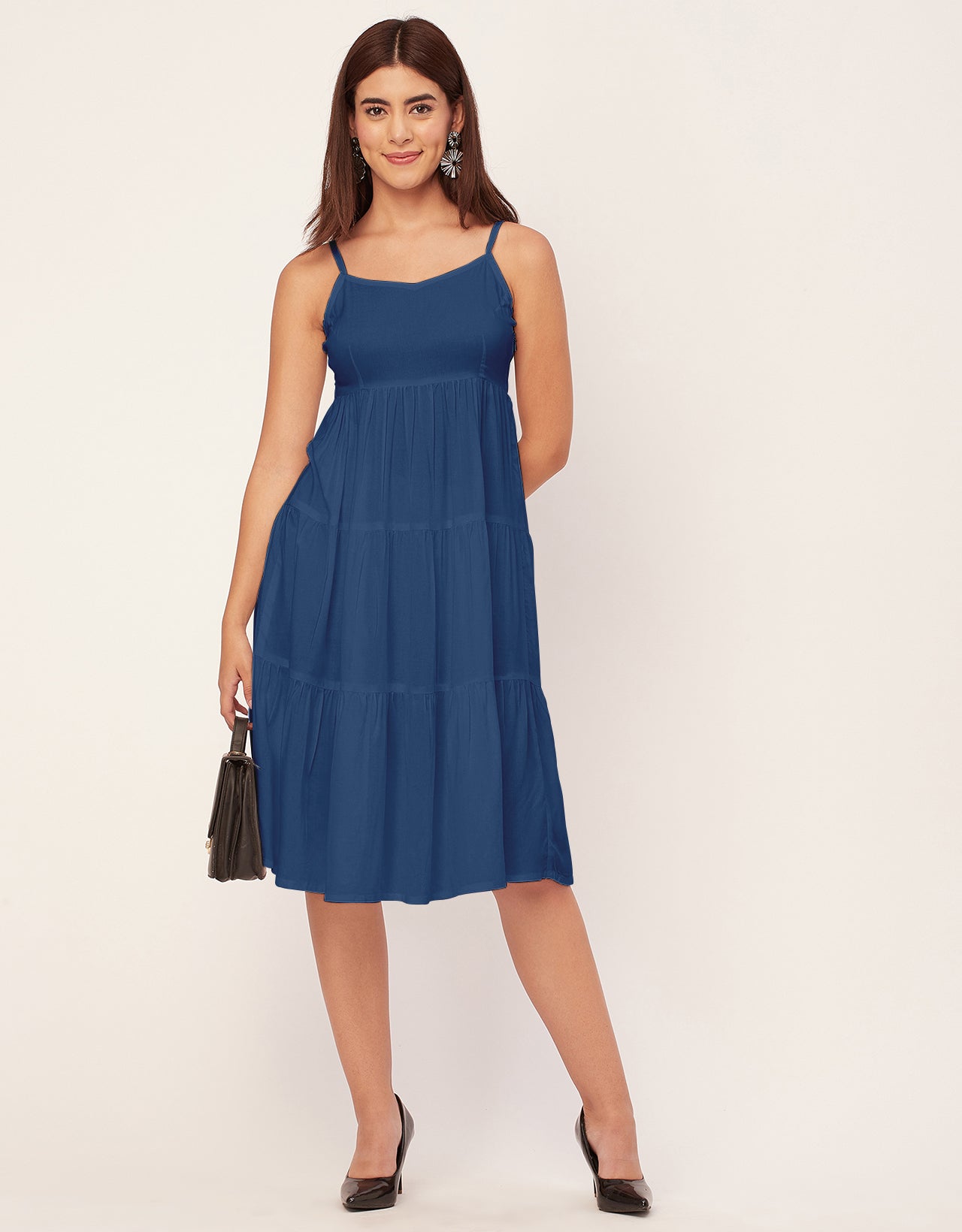 Sweetheart Neck Sleeveless Solid Rayon Dress