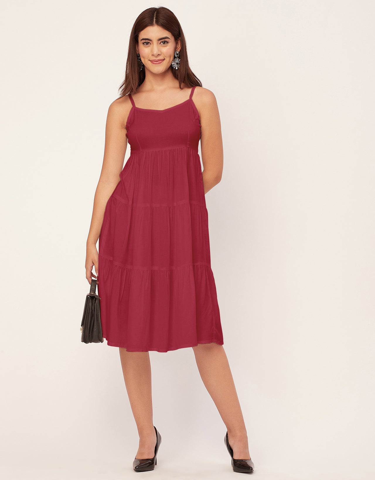 Sweetheart Neck Sleeveless Solid Rayon Dress