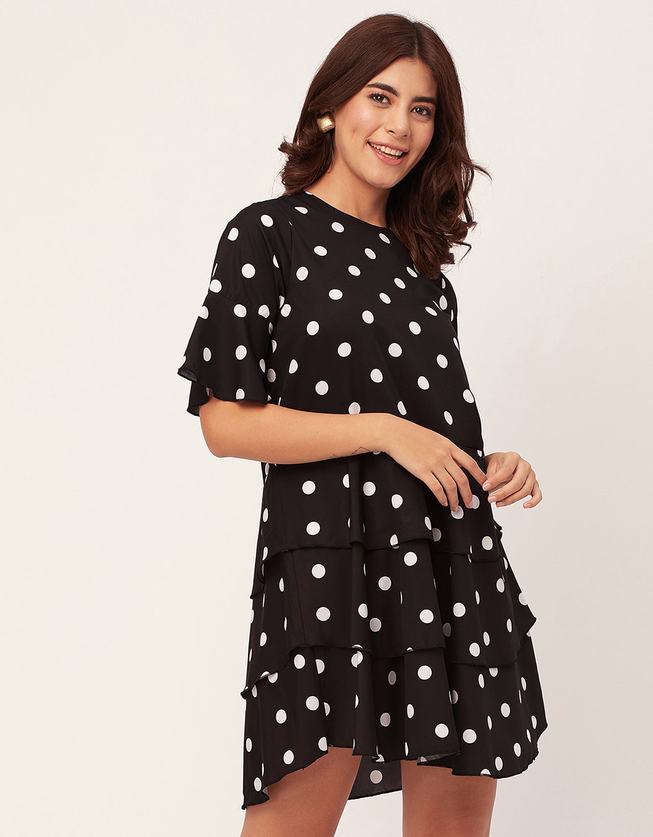 Romantic Printed quarter sleeve Drop Waist Dress