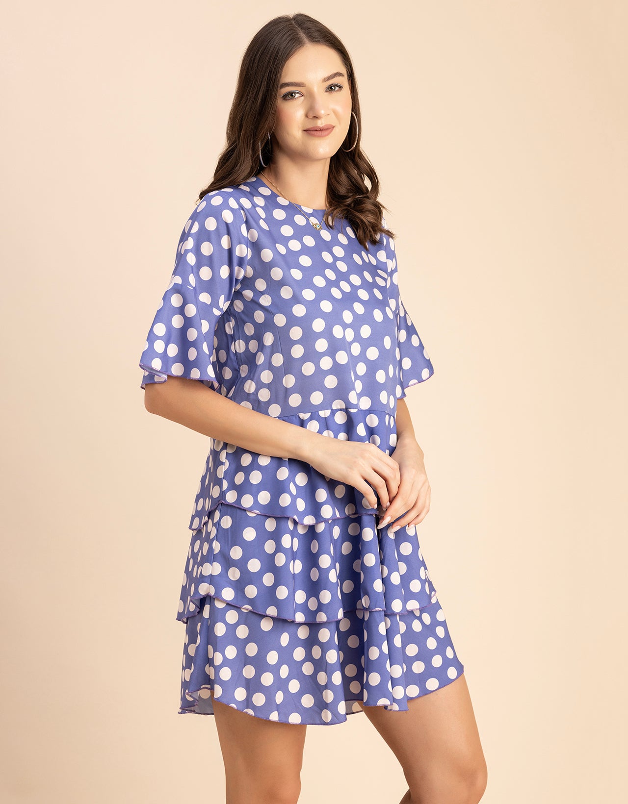 Romantic Printed quarter sleeve Drop Waist Dress