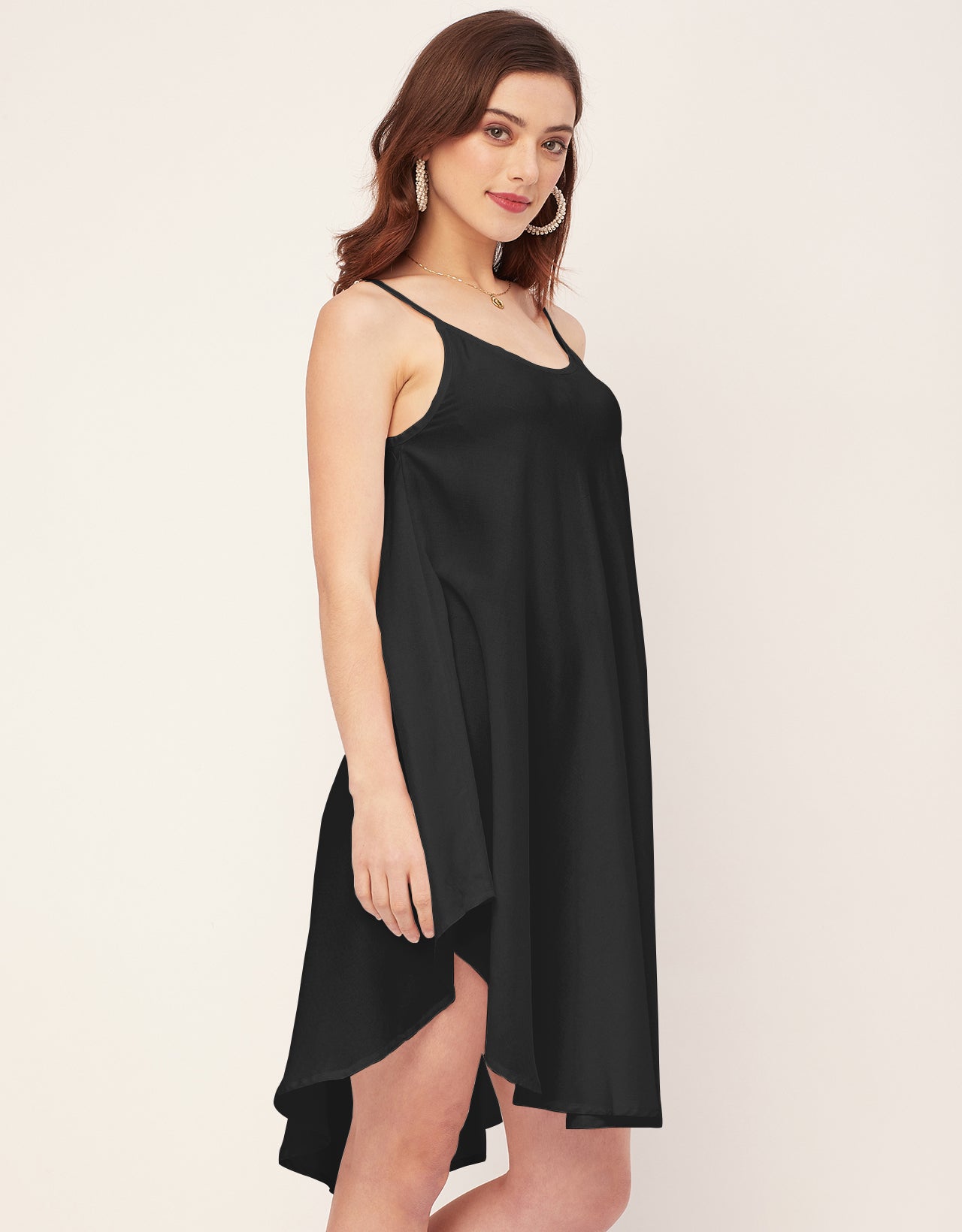 Shoulder Straps Round Neck Rayon Dress