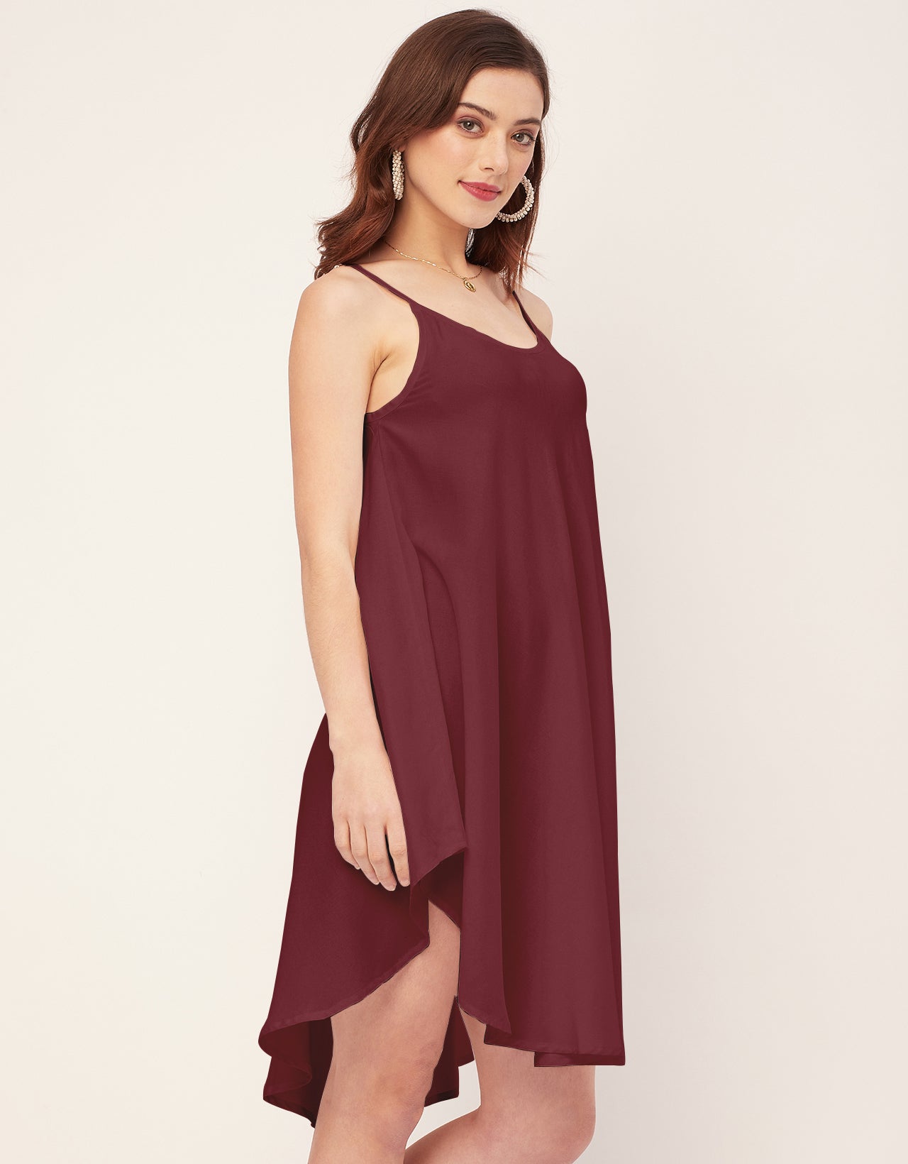Shoulder Straps Round Neck Rayon Dress
