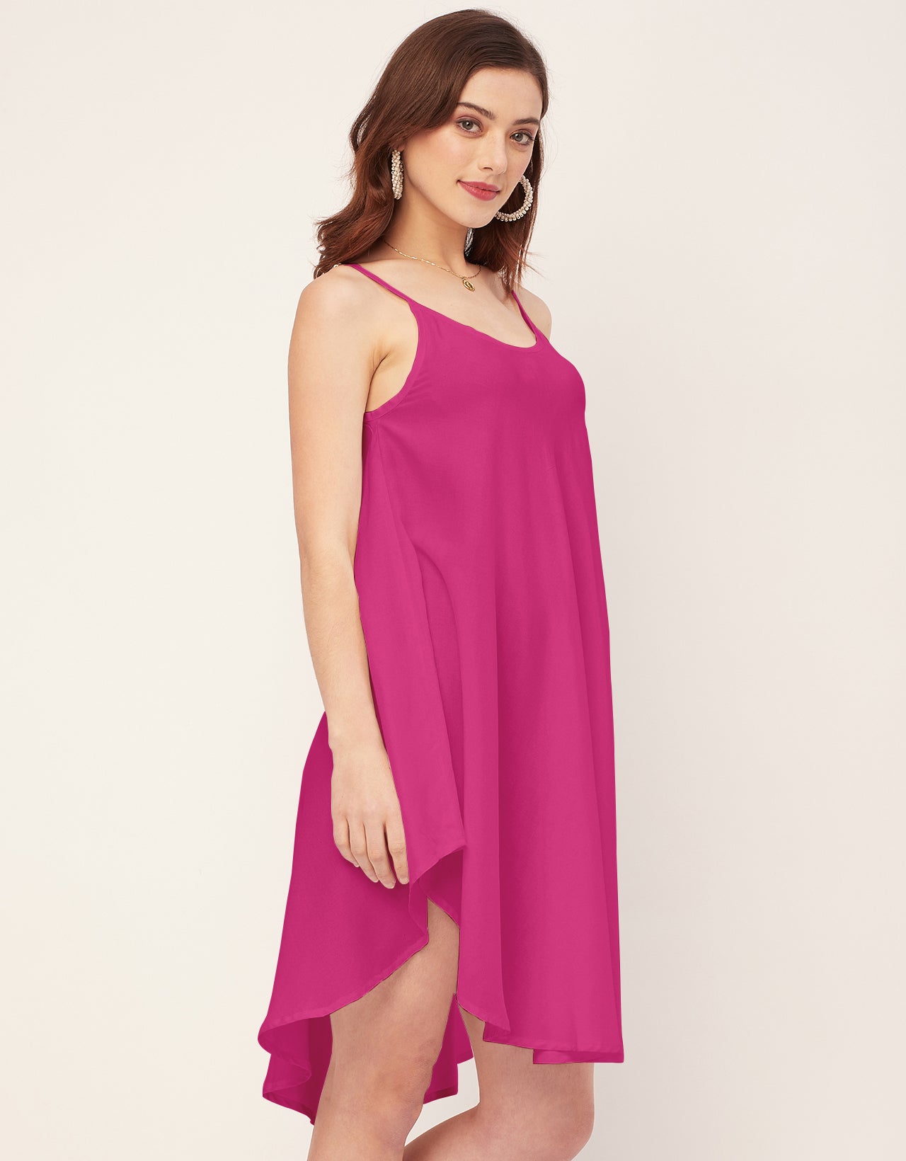 Shoulder Straps Round Neck Rayon Dress