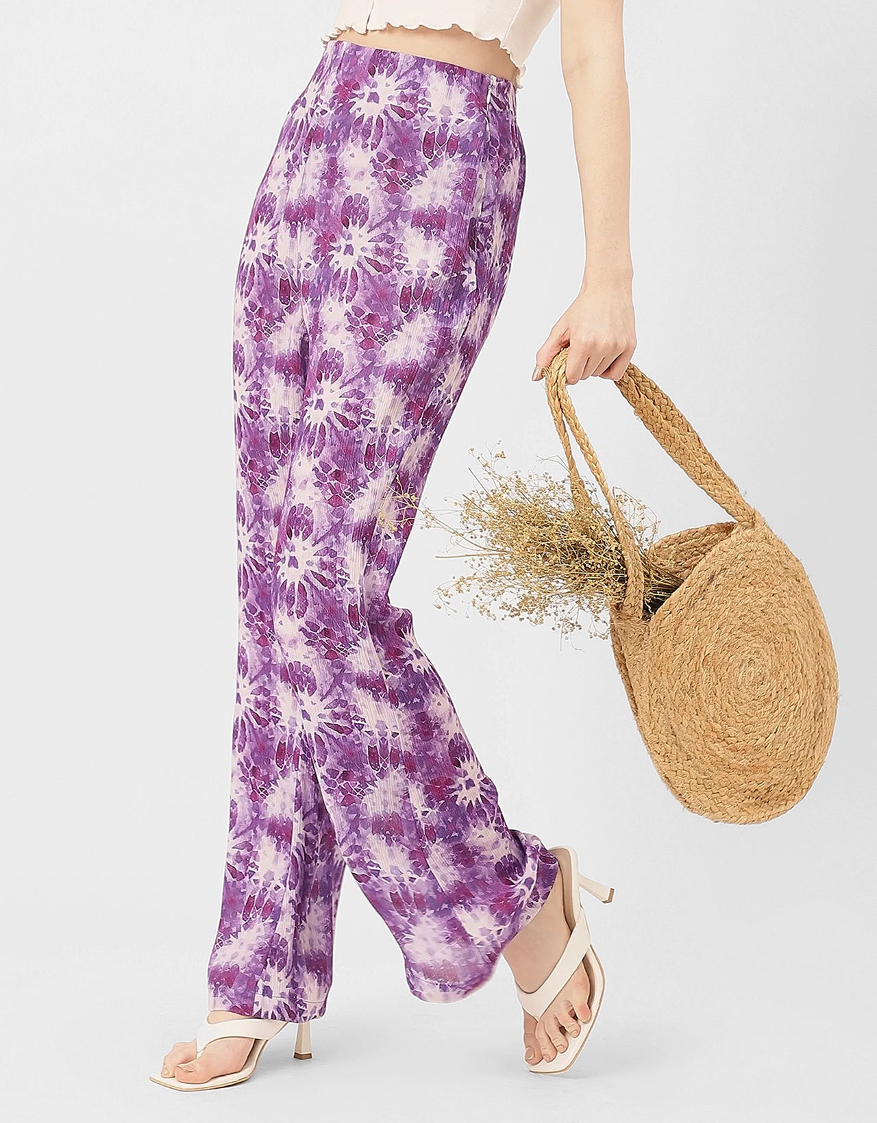 Straight Loose Fit Printed Rayon Pant