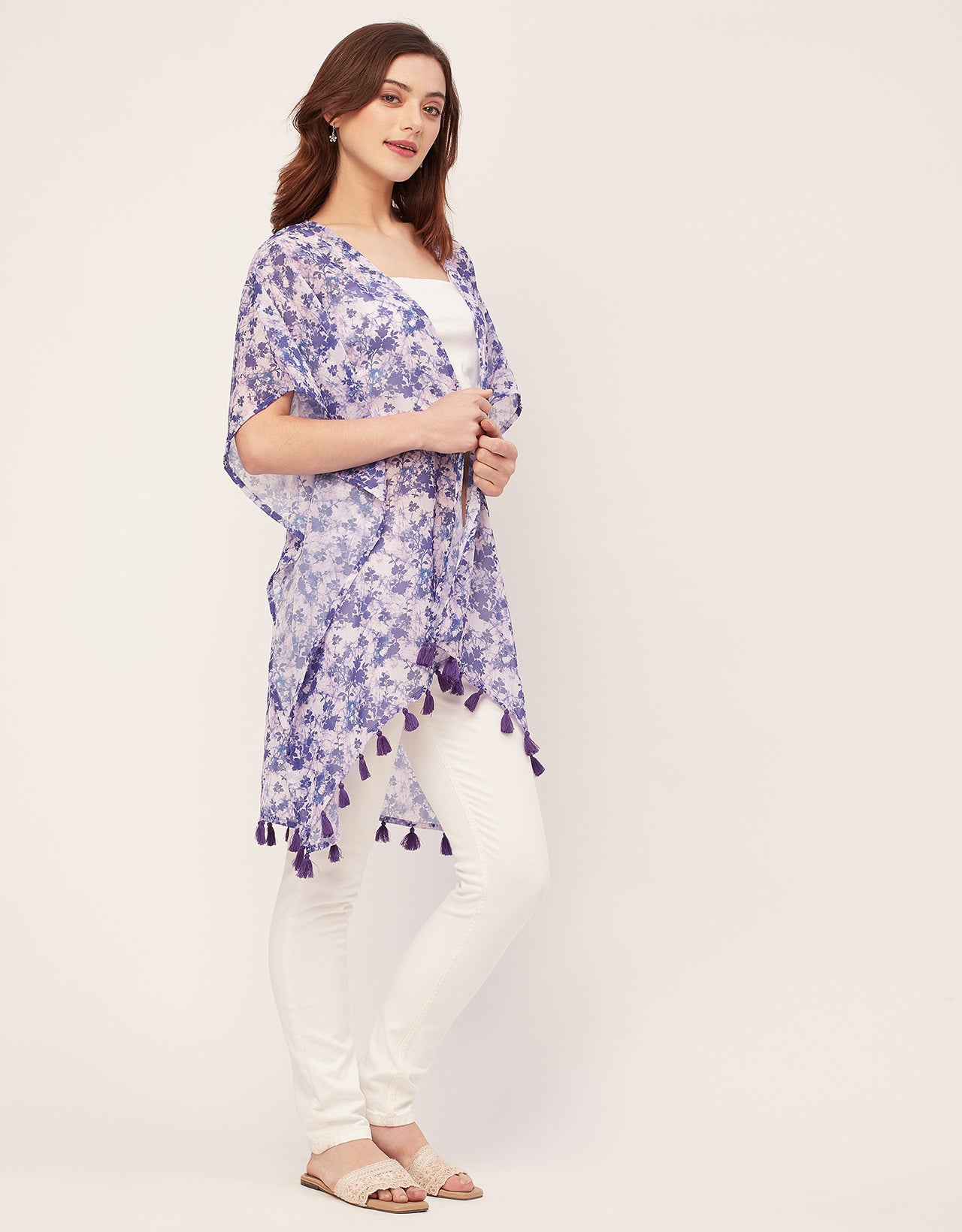 Kimono Sleeves V Neck Regular Shrug