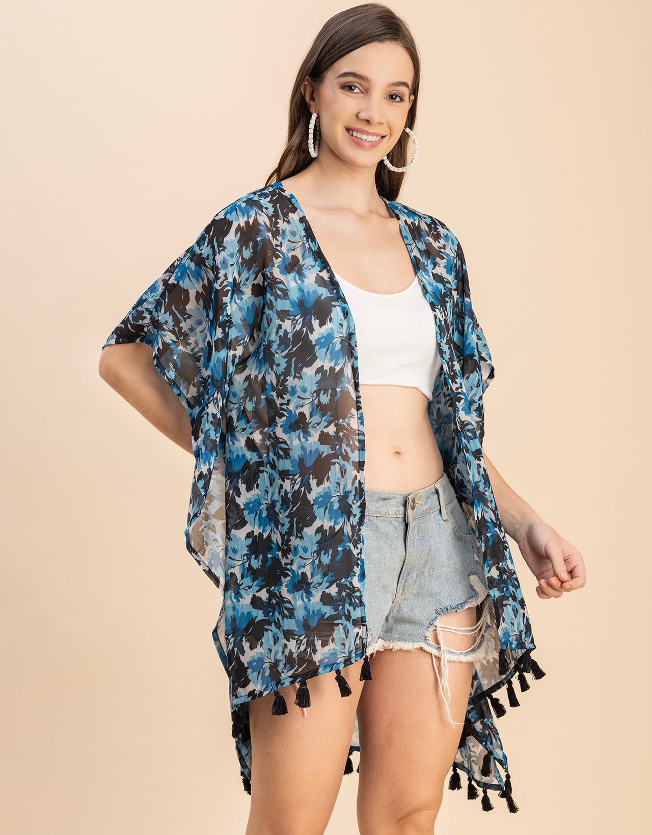 Kimono Sleeves V Neck Regular Shrug