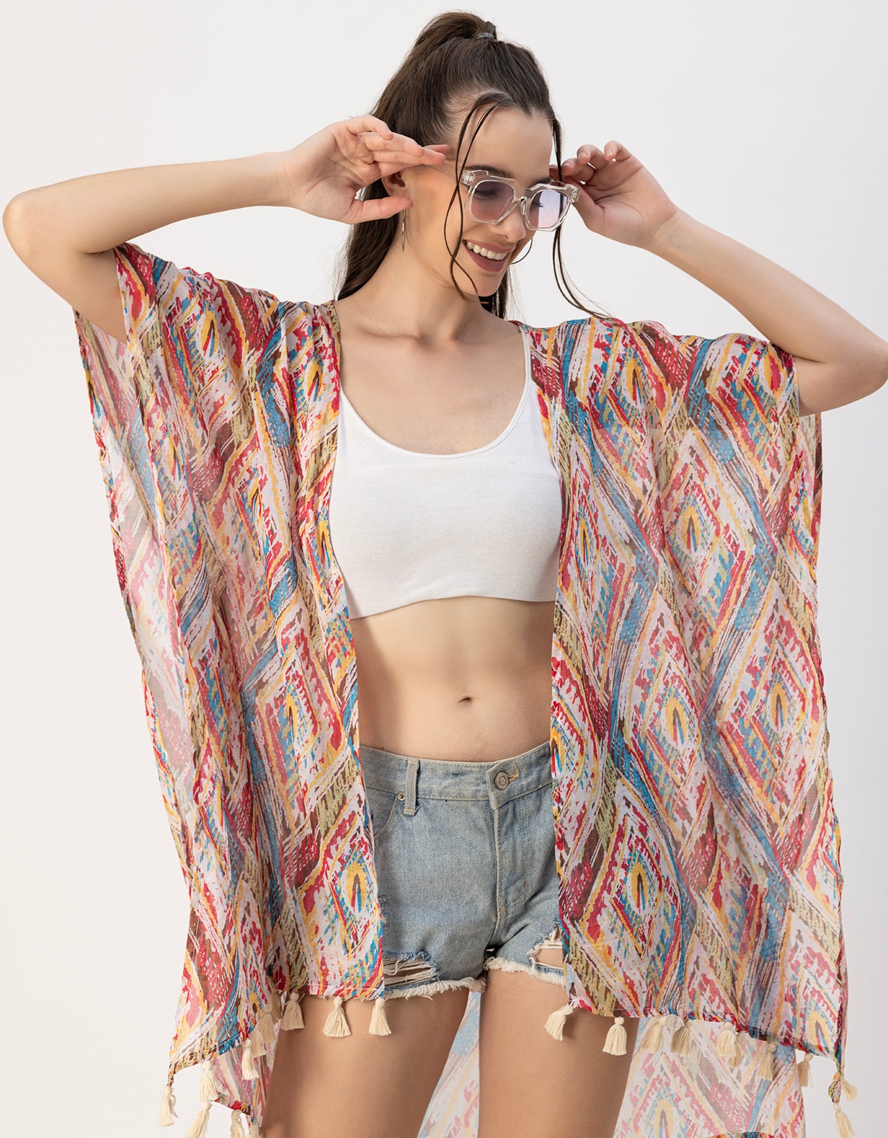 Kimono Sleeves V Neck Regular Shrug