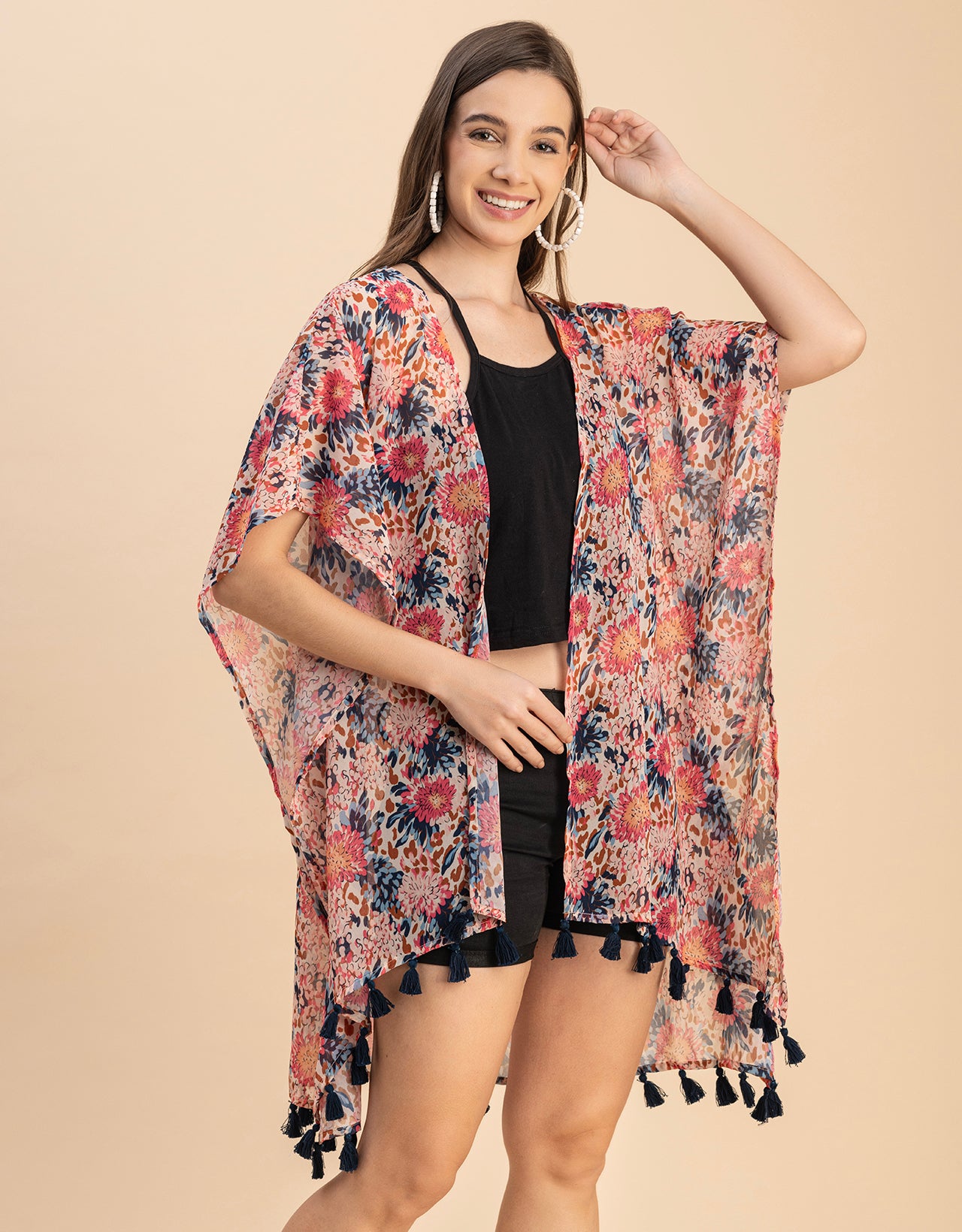 Kimono Sleeves V Neck Regular Shrug