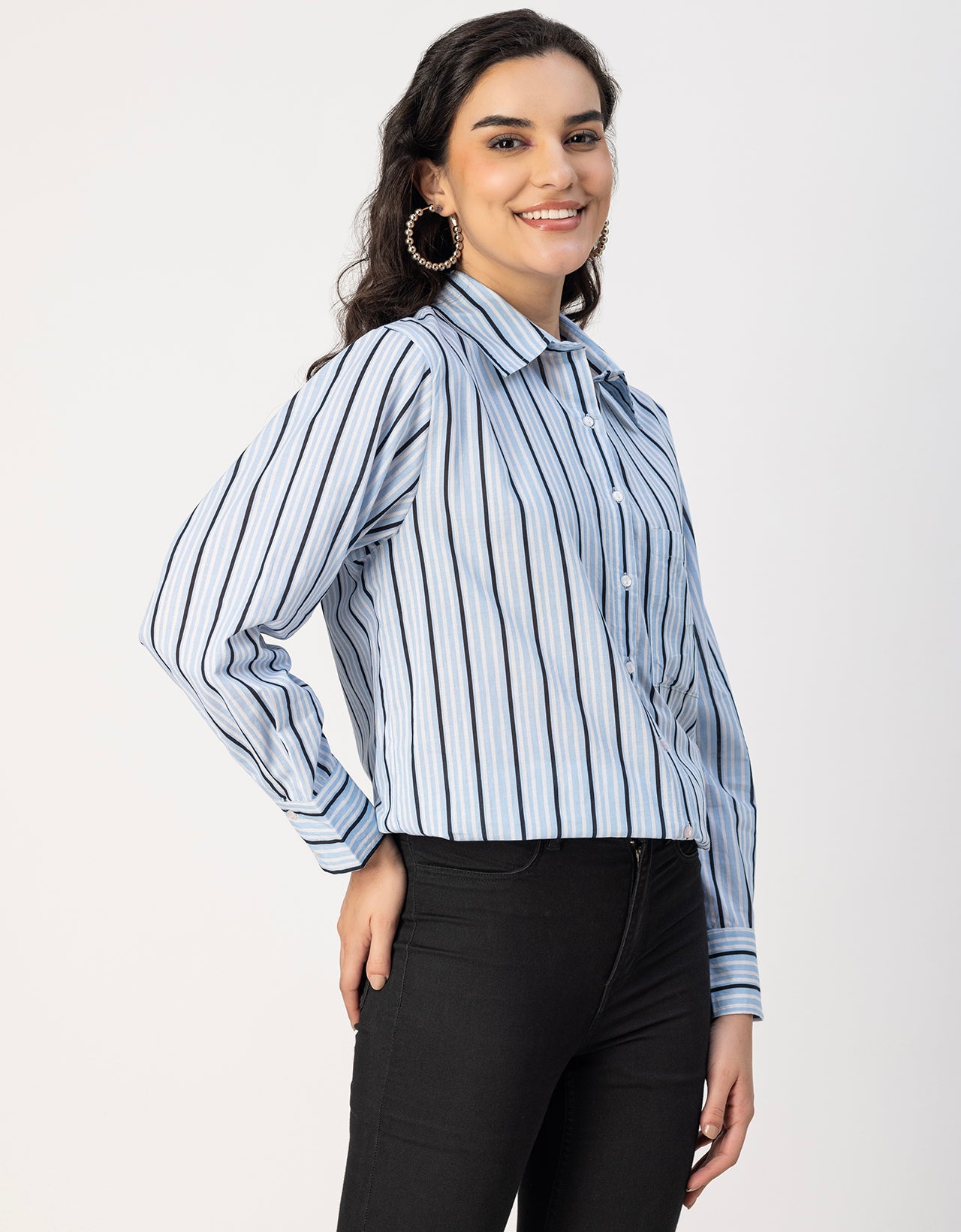 Long Sleeve Spread Collar Shirt Cotton Shirt