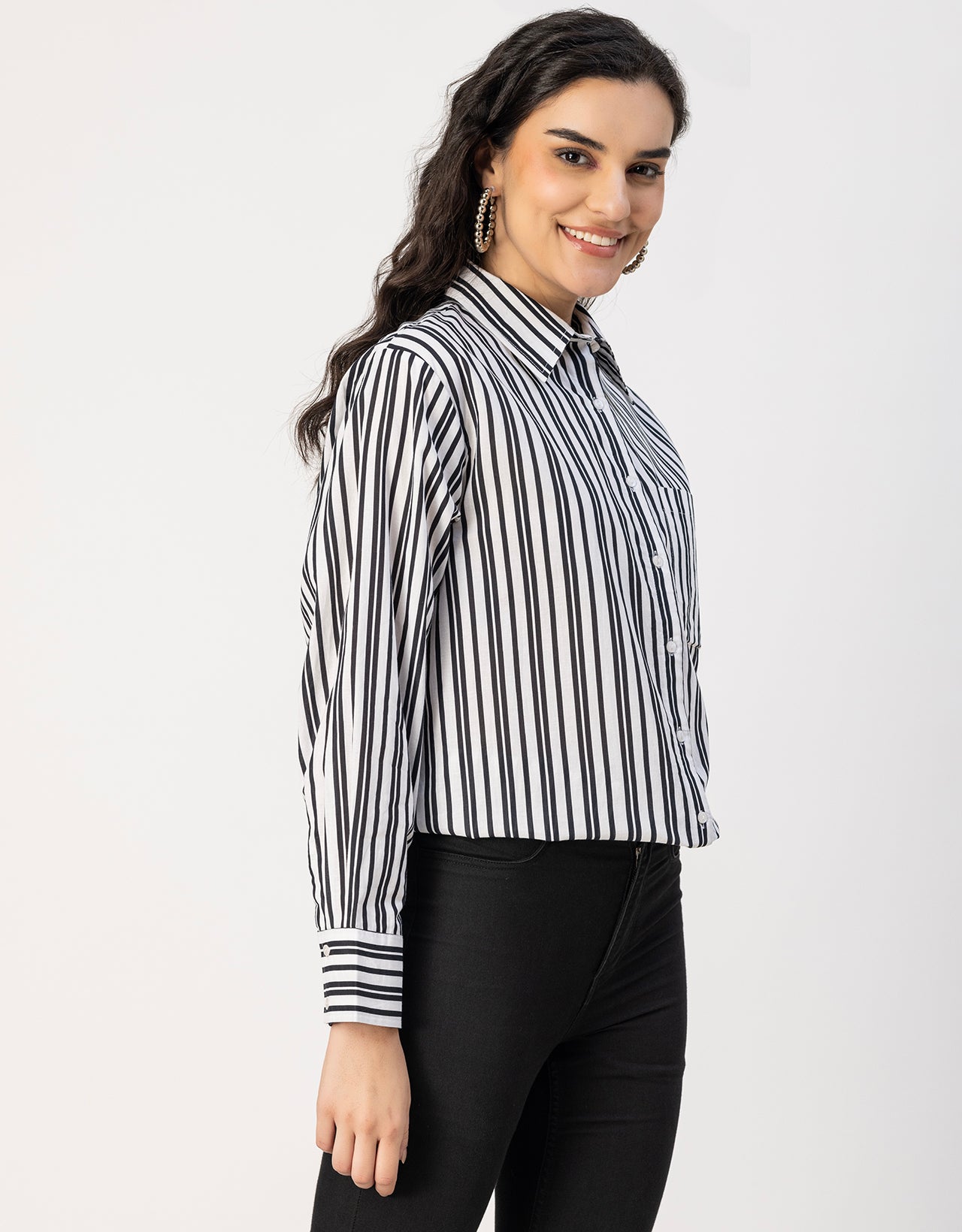 Long Sleeve Spread Collar Shirt Cotton Shirt