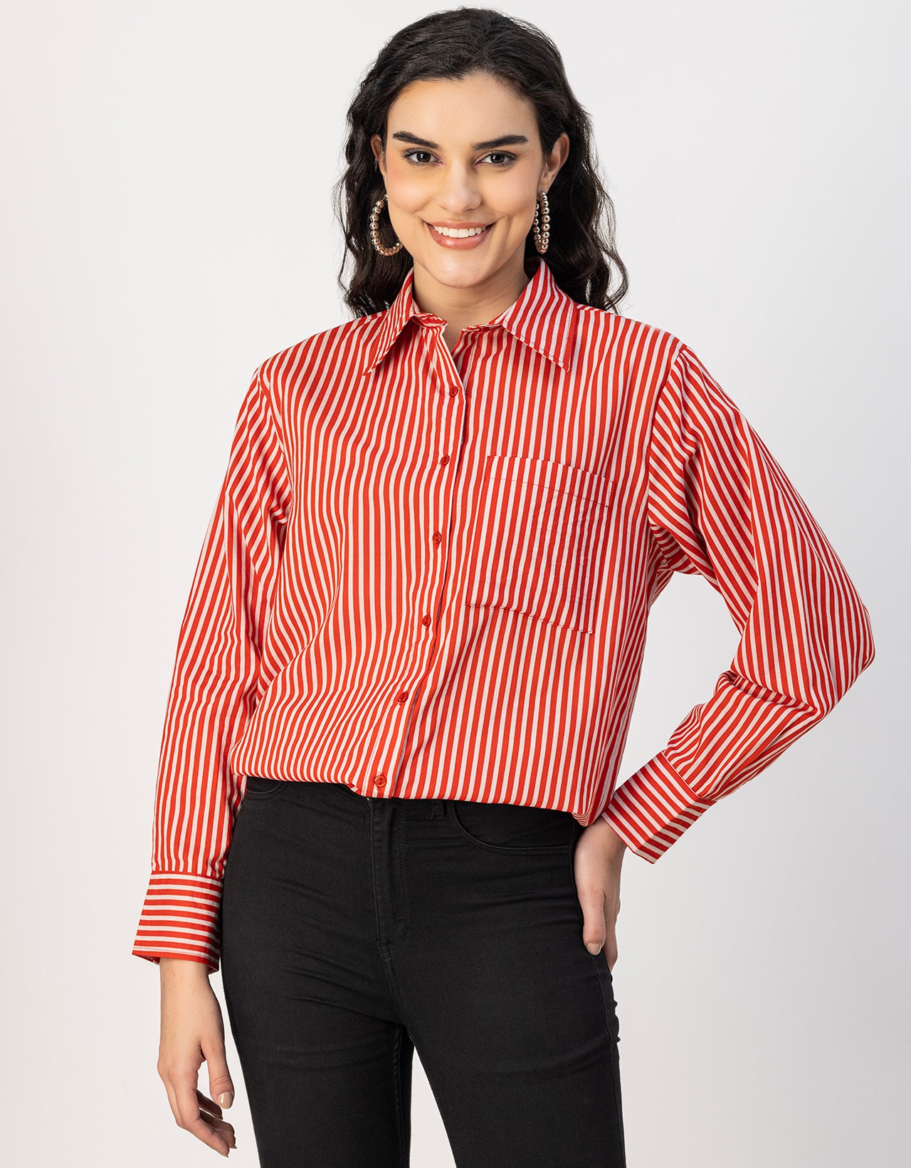Long Sleeve Spread Collar Shirt Cotton Shirt