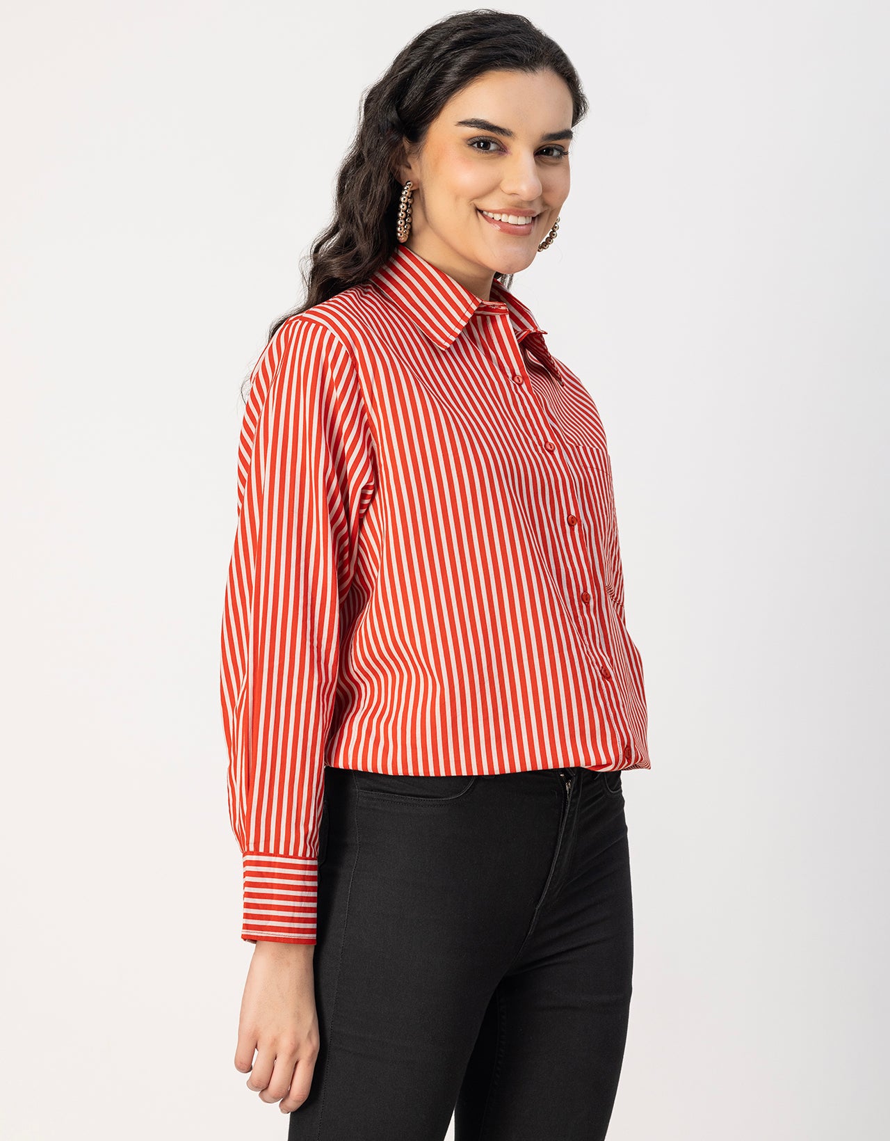 Long Sleeve Spread Collar Shirt Cotton Shirt