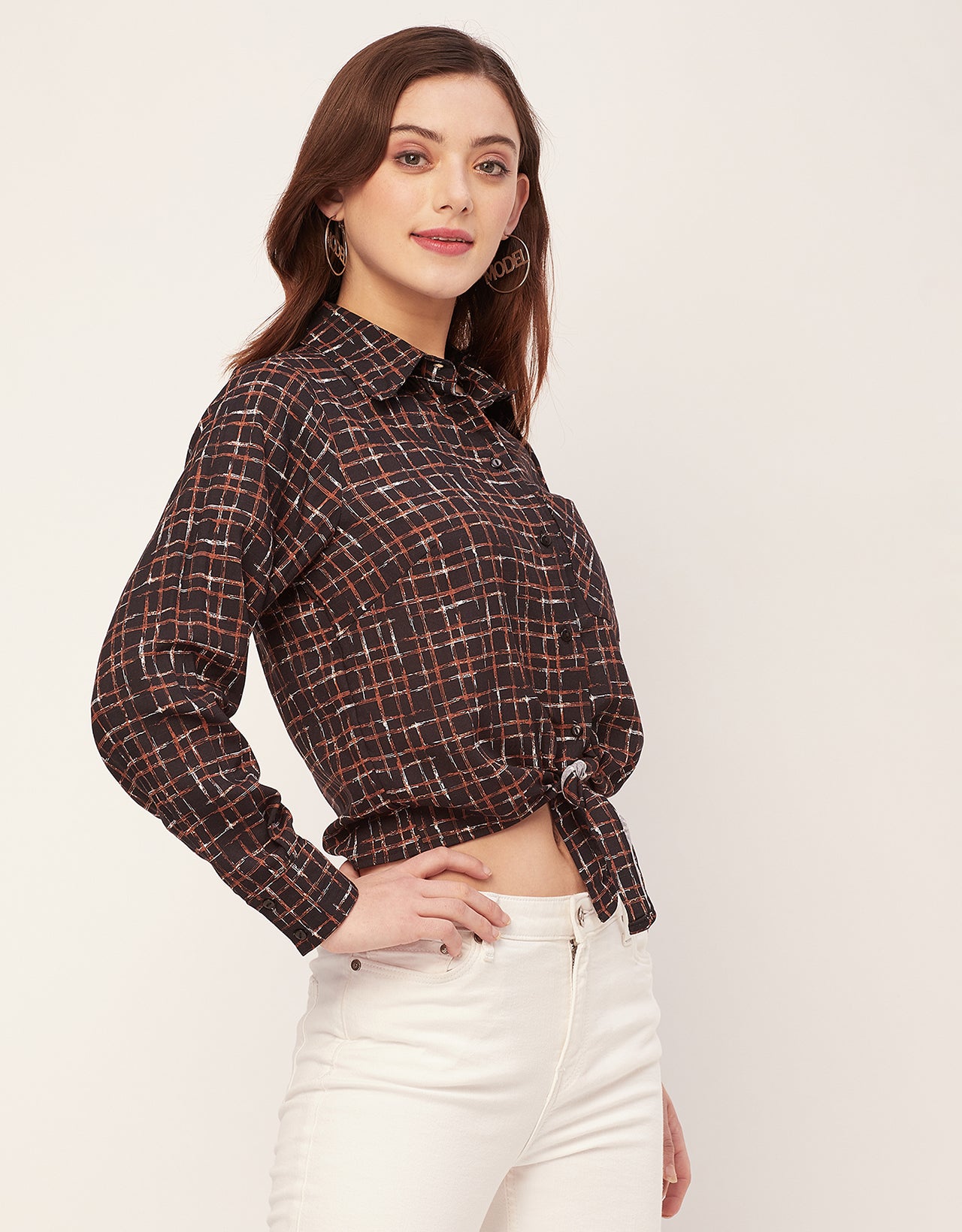 Long Sleeves Spread Collar Rayon Shirt