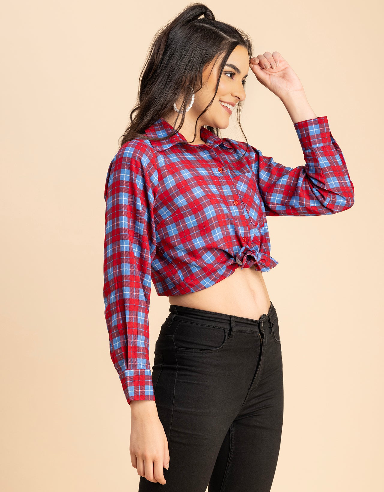 Long Sleeves Spread Collar Rayon Shirt