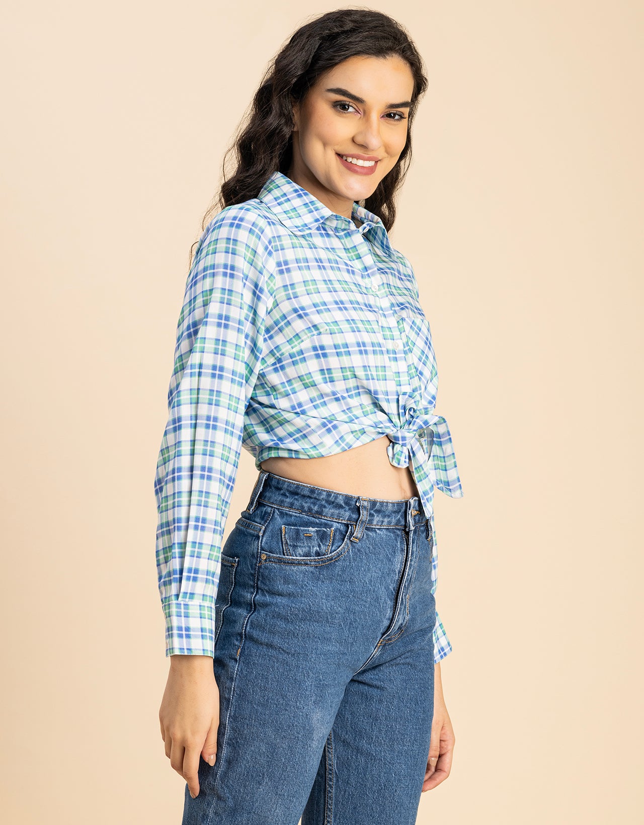 Long Sleeves Spread Collar Rayon Shirt