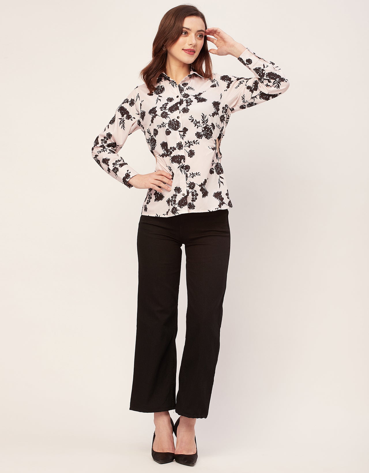 Long Sleeves Spread Collar Shirt Printed Shirt