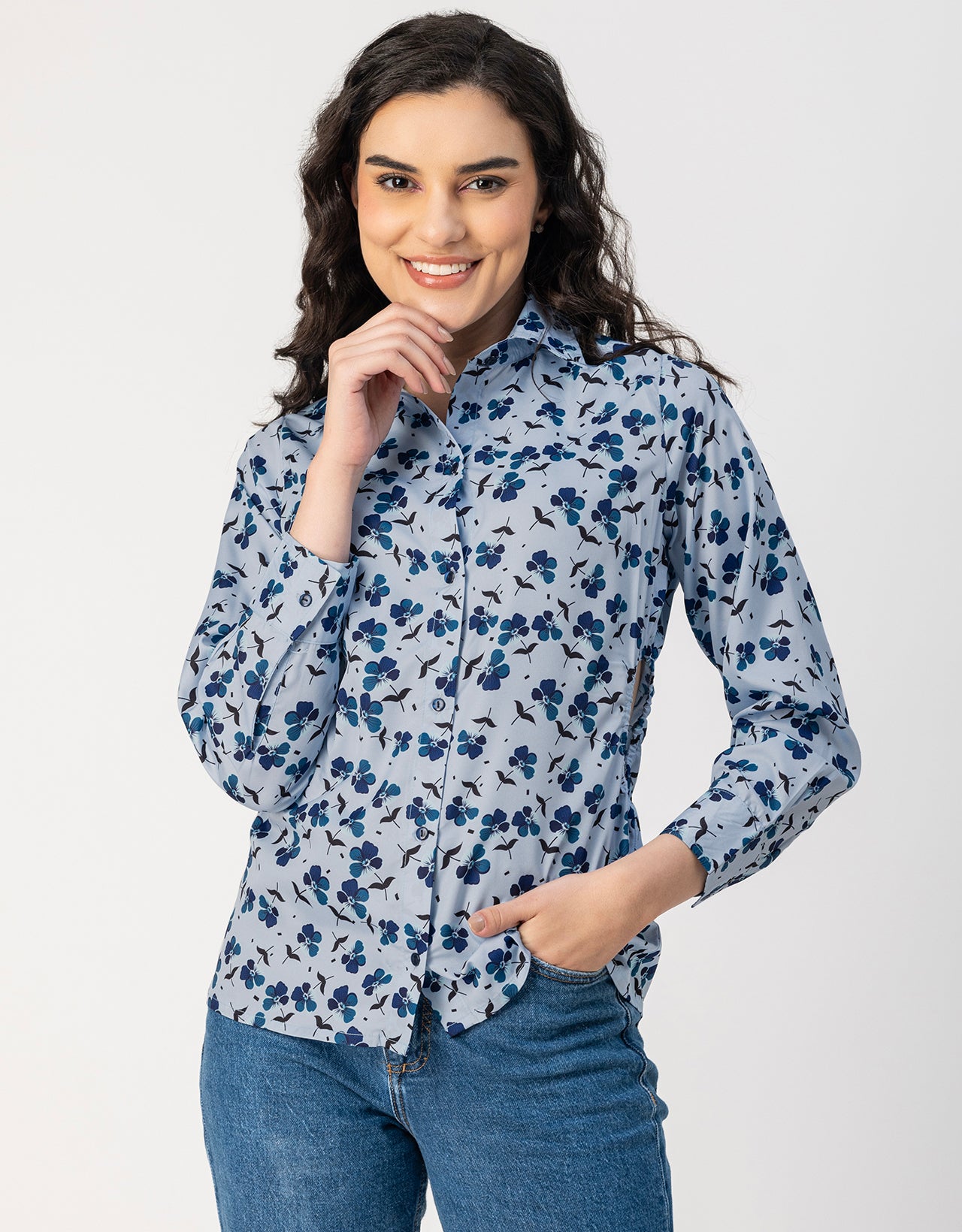 Long Sleeves Spread Collar Shirt Printed Shirt
