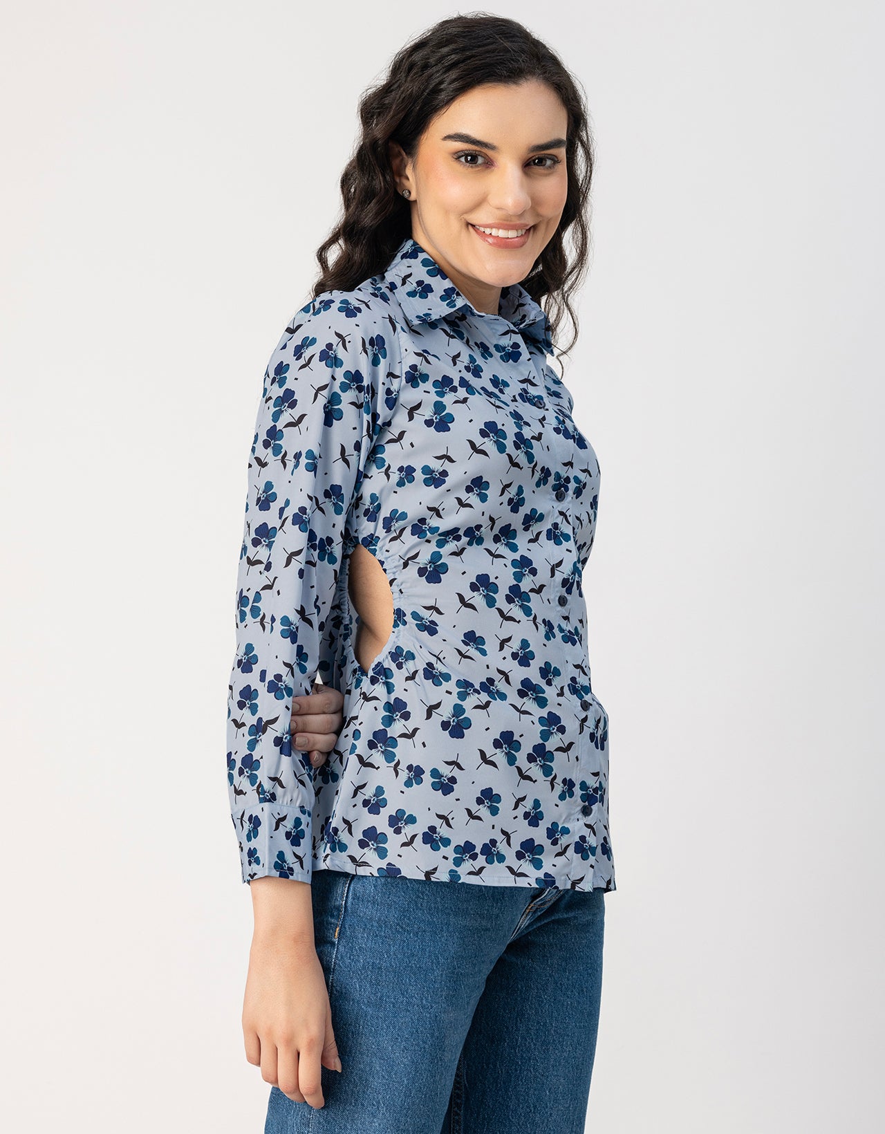 Long Sleeves Spread Collar Shirt Printed Shirt