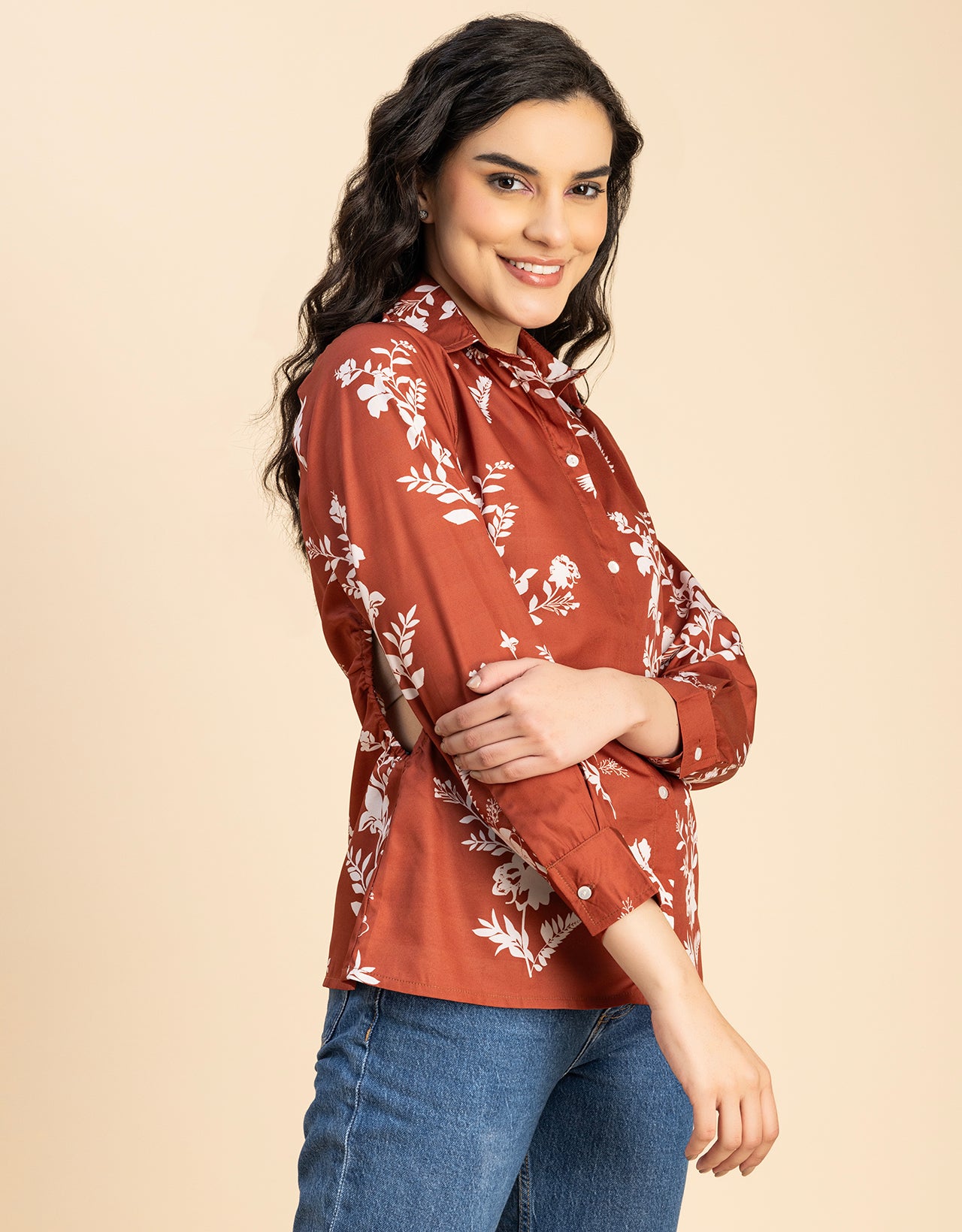 Long Sleeves Spread Collar Shirt Printed Shirt