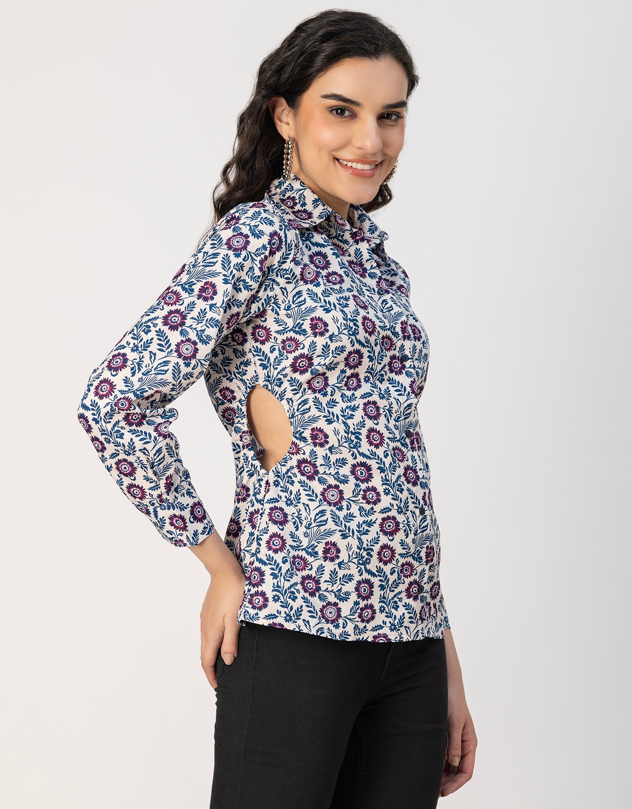 Long Sleeves Spread Collar Shirt Printed Shirt