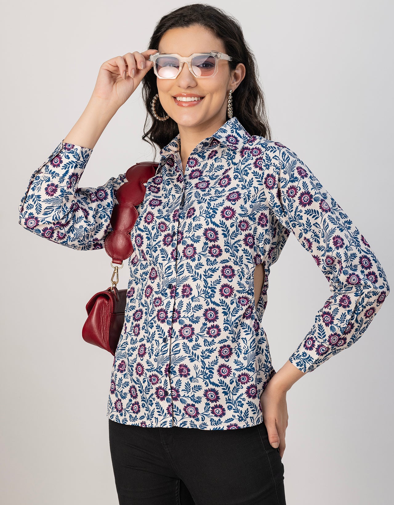 Long Sleeves Spread Collar Shirt Printed Shirt
