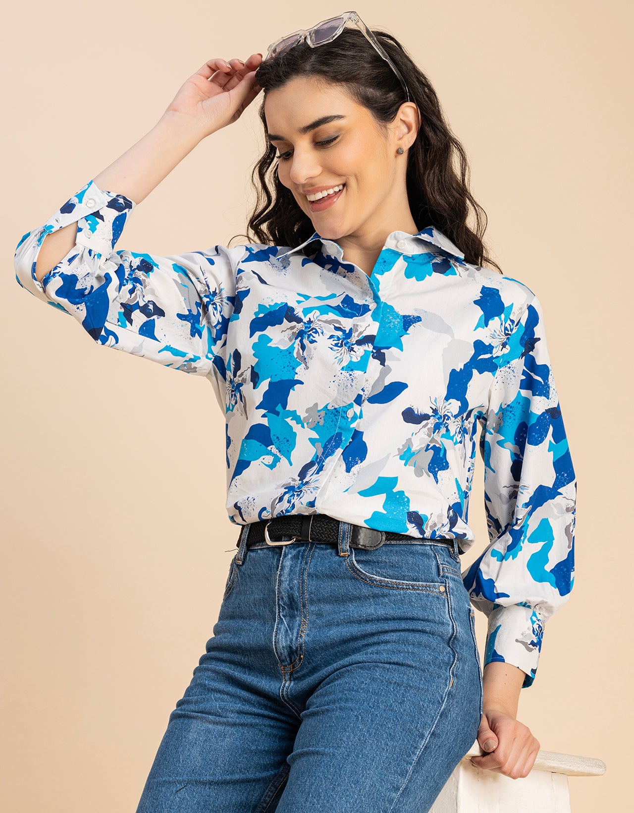 Long Sleeves Spread Collar Shirt Cotton Shirt