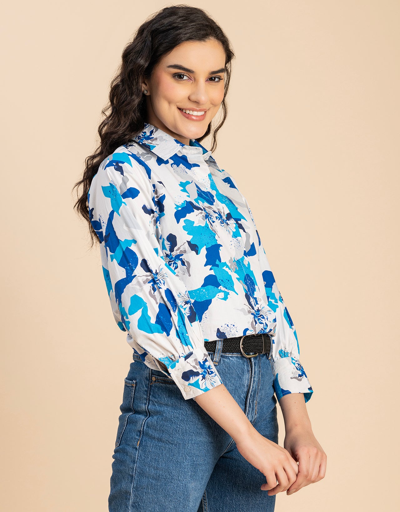 Long Sleeves Spread Collar Shirt Cotton Shirt