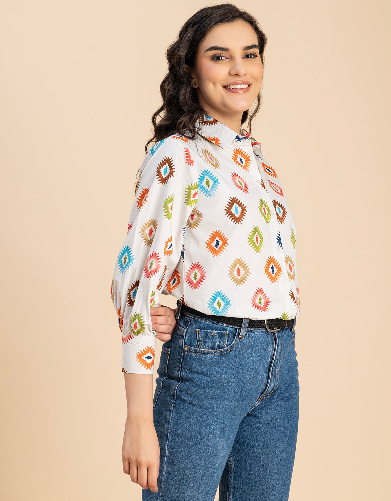 Long Sleeves Spread Collar Shirt Cotton Shirt