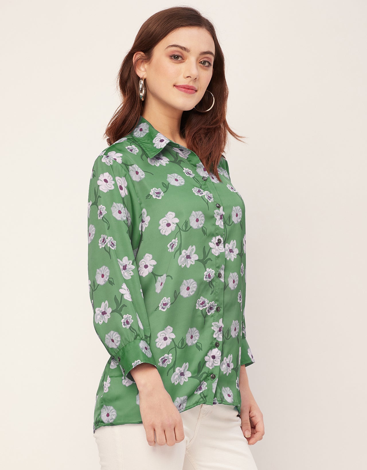 Long Sleeves Spread Collar Cotton Shirt
