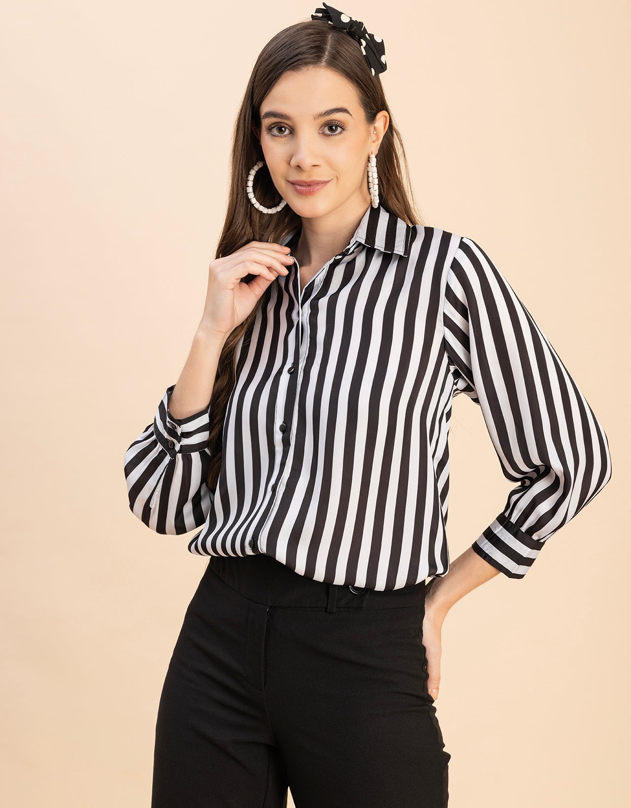 Long Sleeves Spread Collar Cotton Shirt