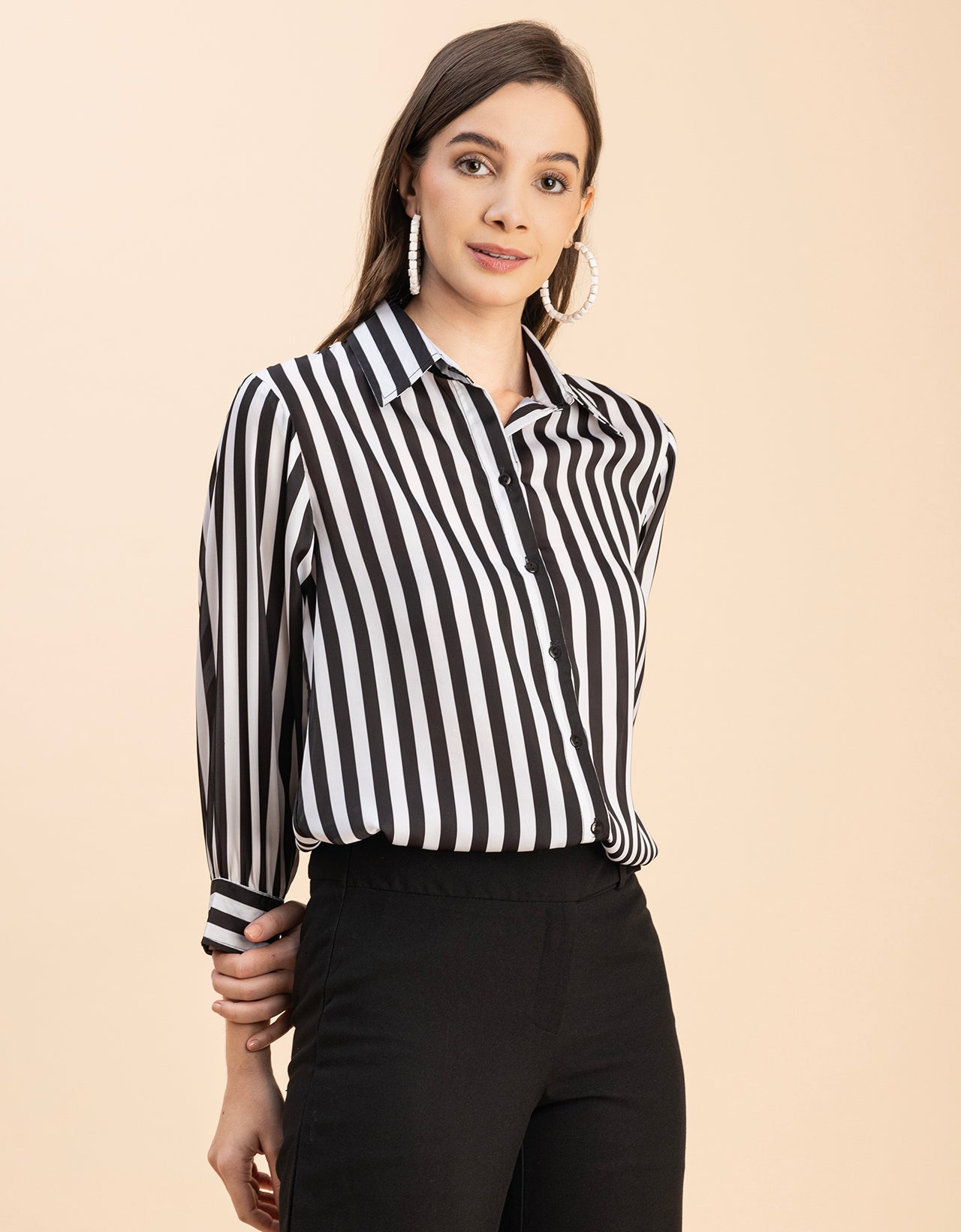 Long Sleeves Spread Collar Cotton Shirt