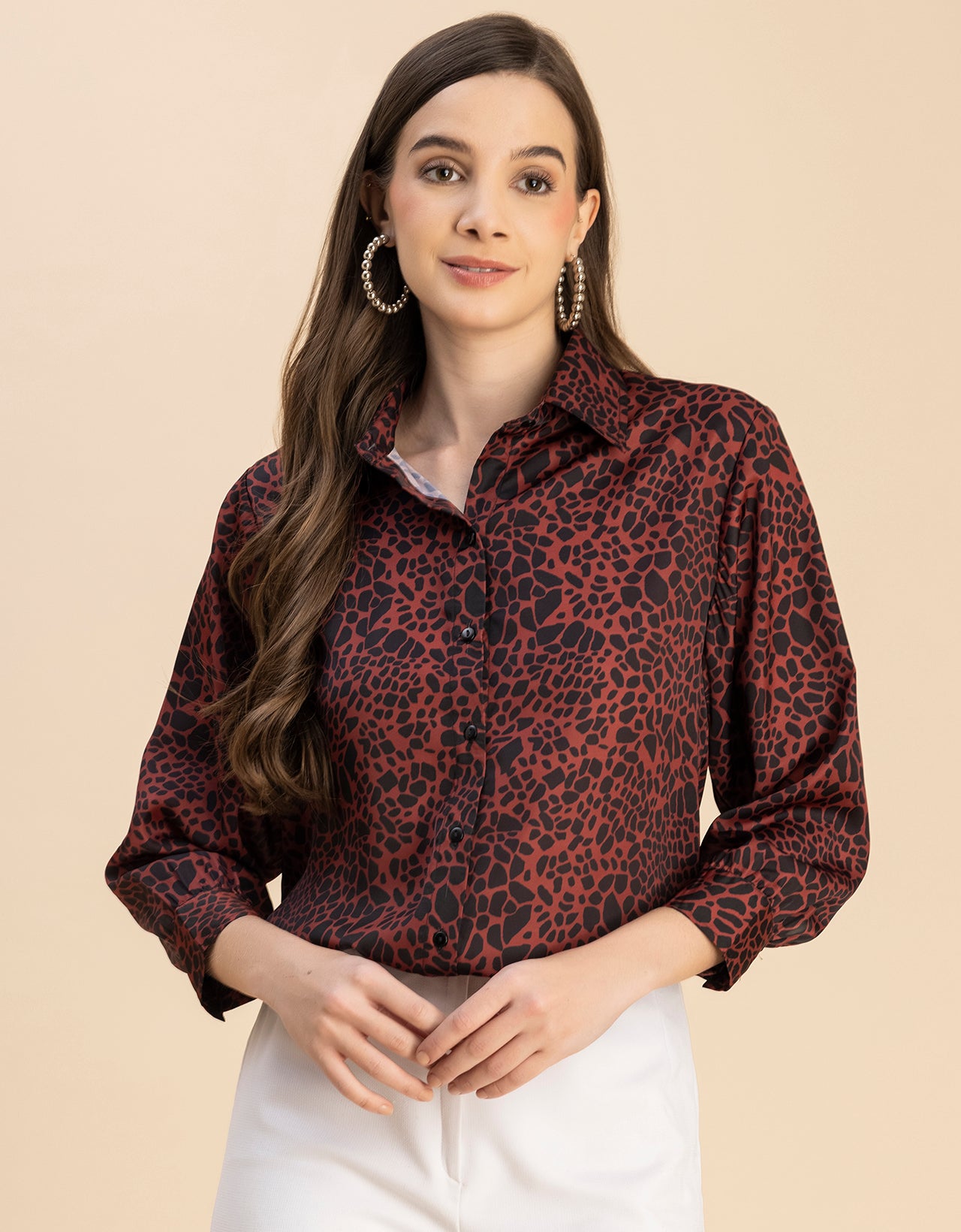 Long Sleeves Spread Collar Cotton Shirt