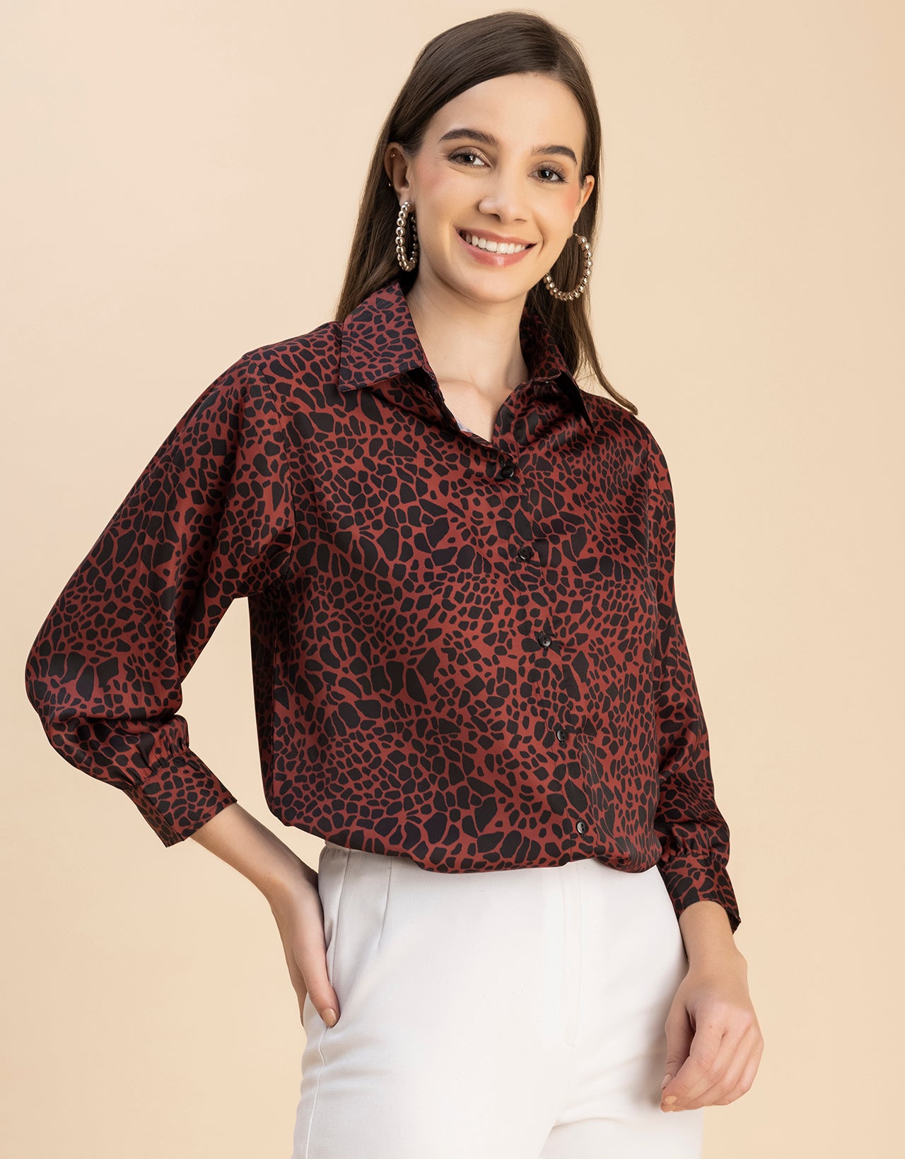 Long Sleeves Spread Collar Cotton Shirt