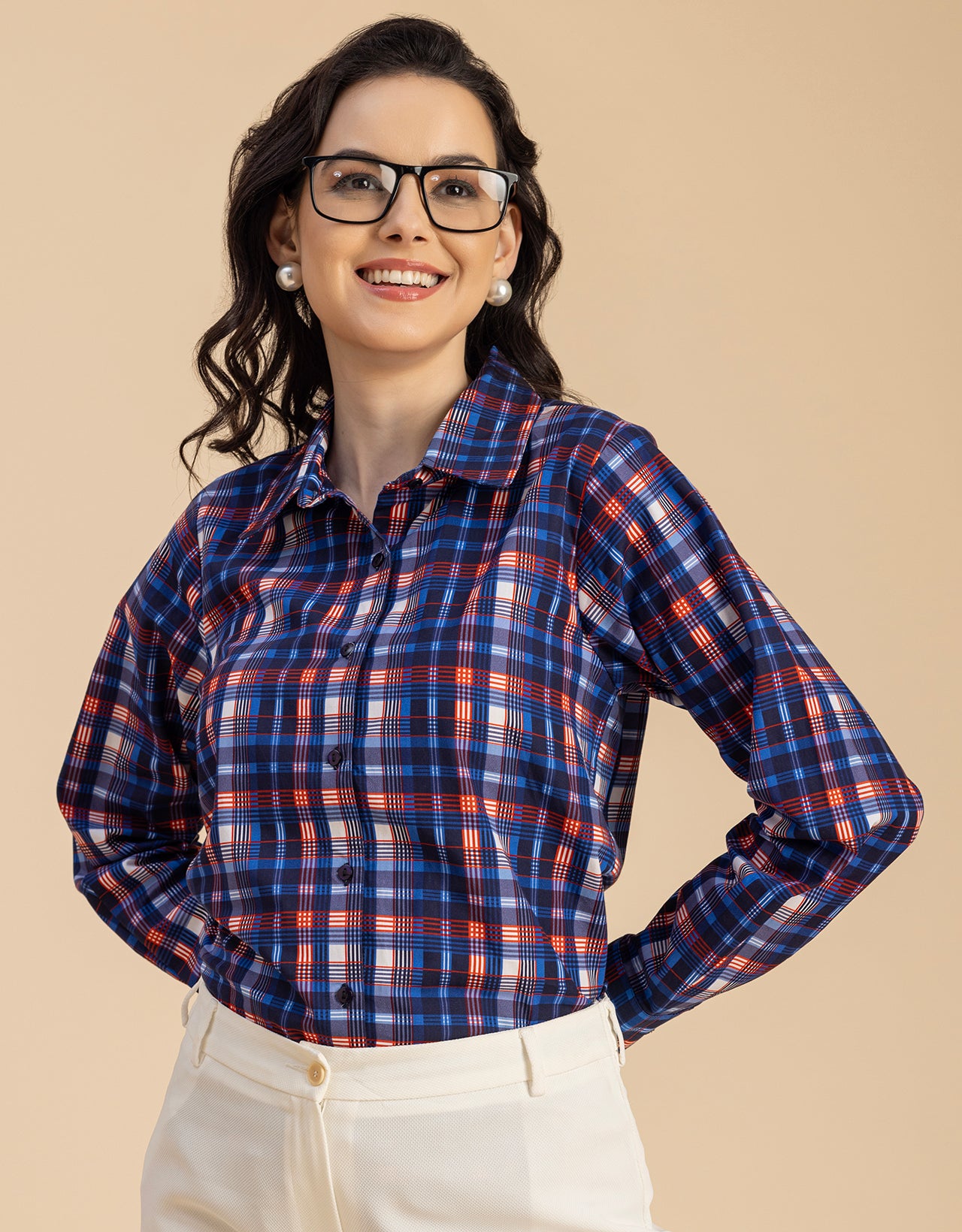 Long Sleeve Spread Collar Cotton Shirt