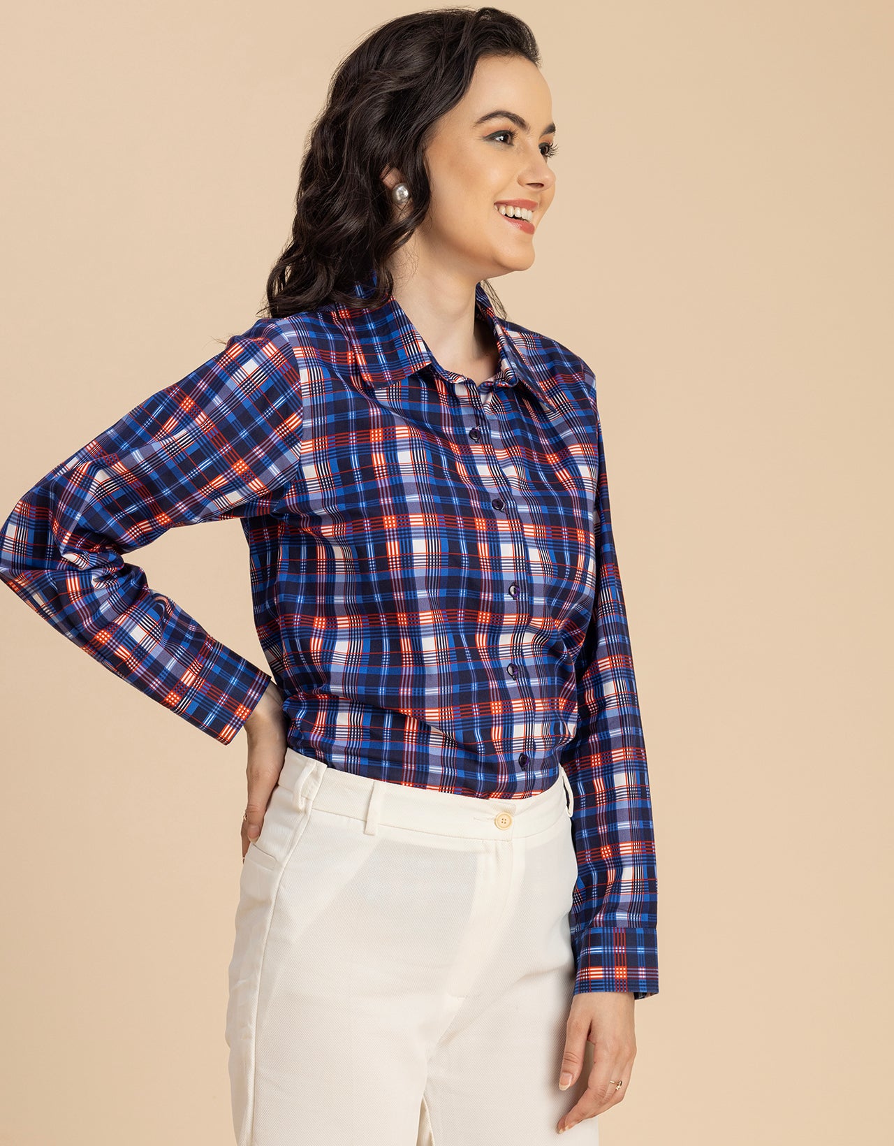 Long Sleeve Spread Collar Cotton Shirt