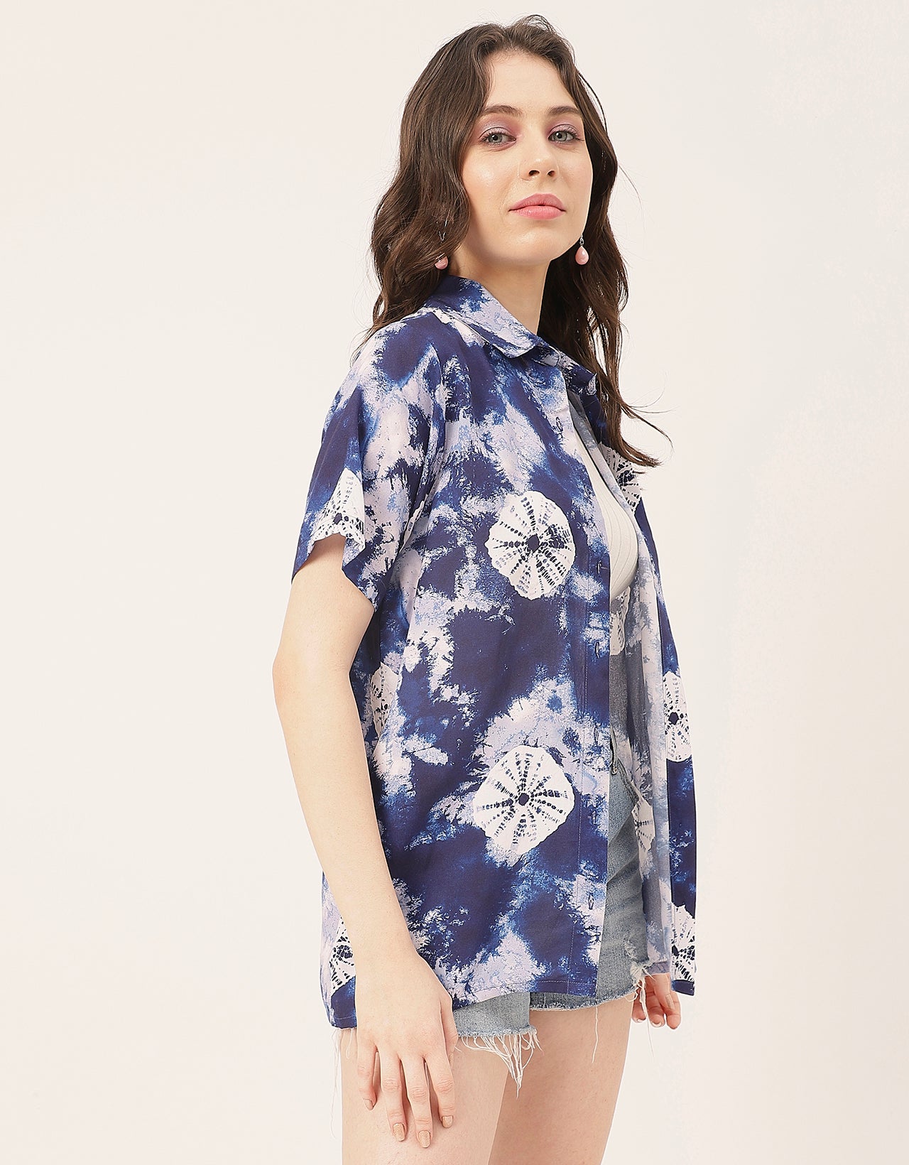 Short Sleeve Shirt Collar Printed Rayon Shirt