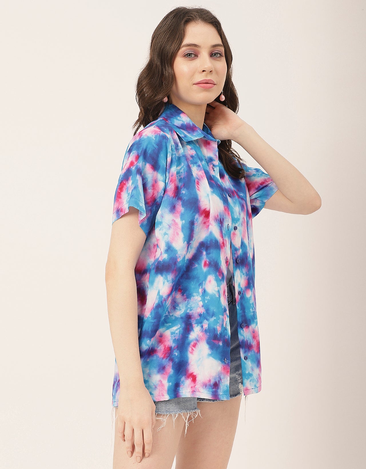 Short Sleeve Shirt Collar Printed Rayon Shirt