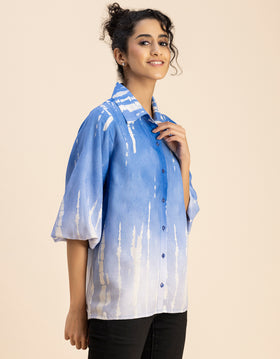 Bishop Sleeves Collar Printed Rayon Shirt