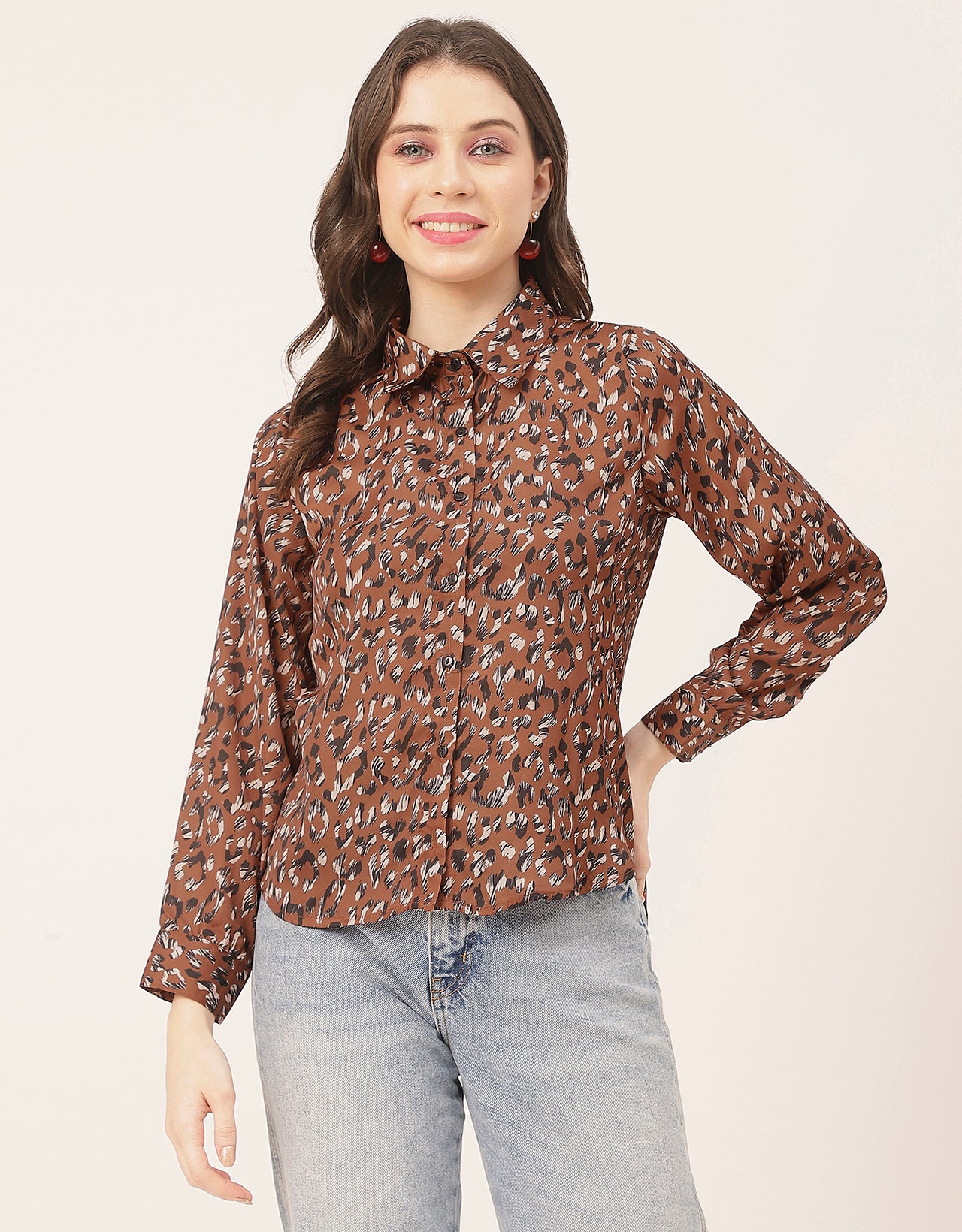 Elegant Animal Skin Women Shirt