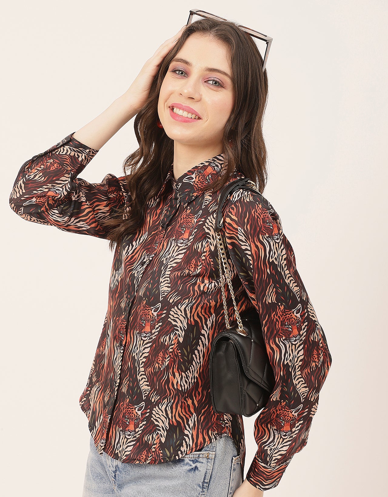 Elegant Animal Skin Women Shirt