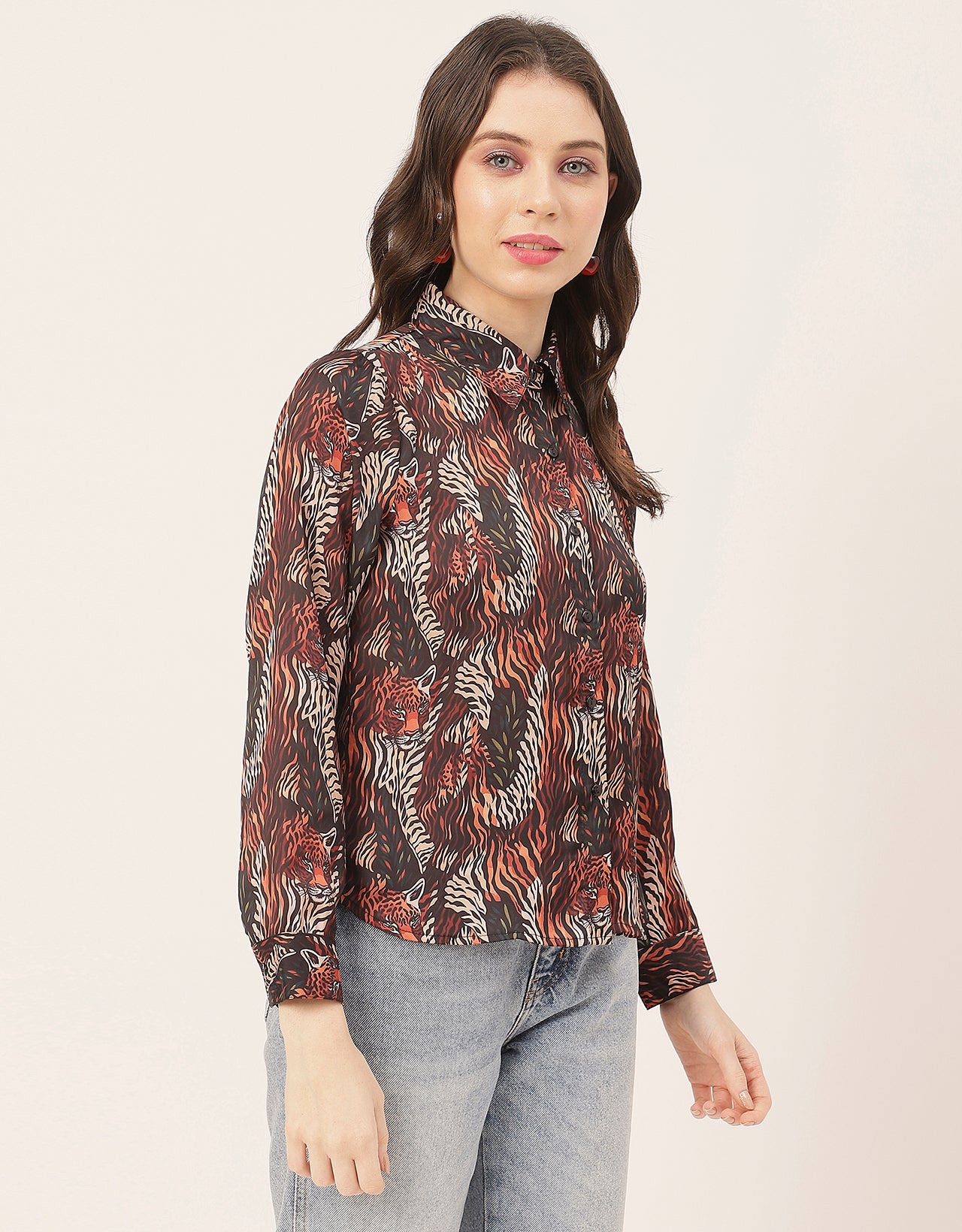 Elegant Animal Skin Women Shirt