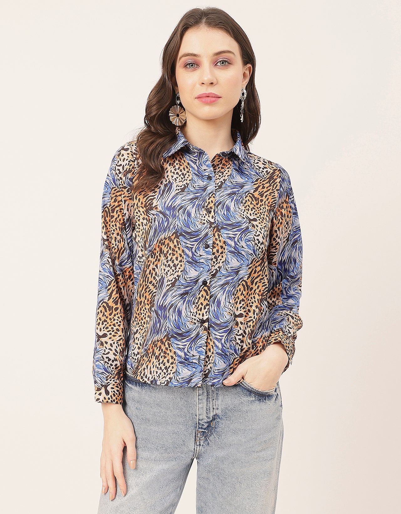 Elegant Animal Skin Women Shirt