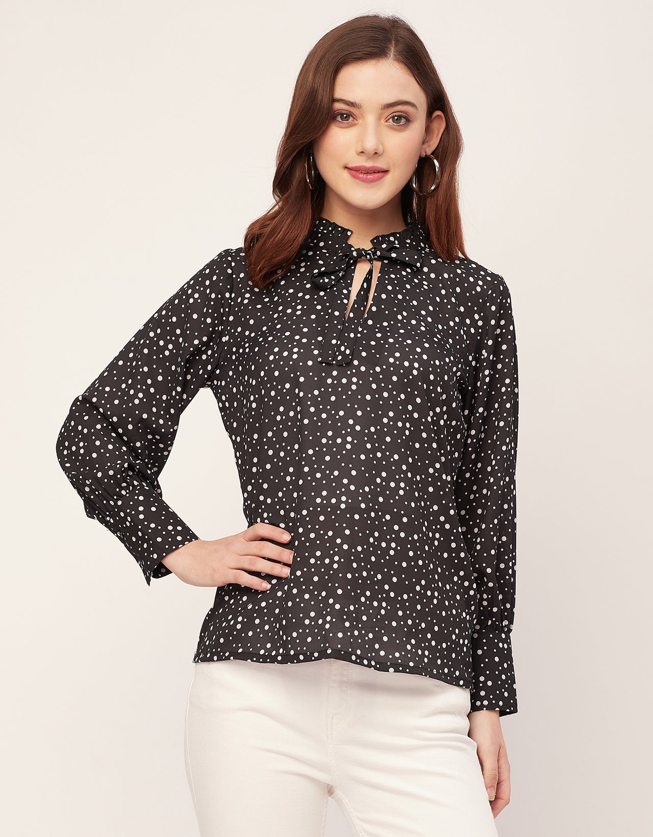 Long Sleeve Printed Georgette Shirt
