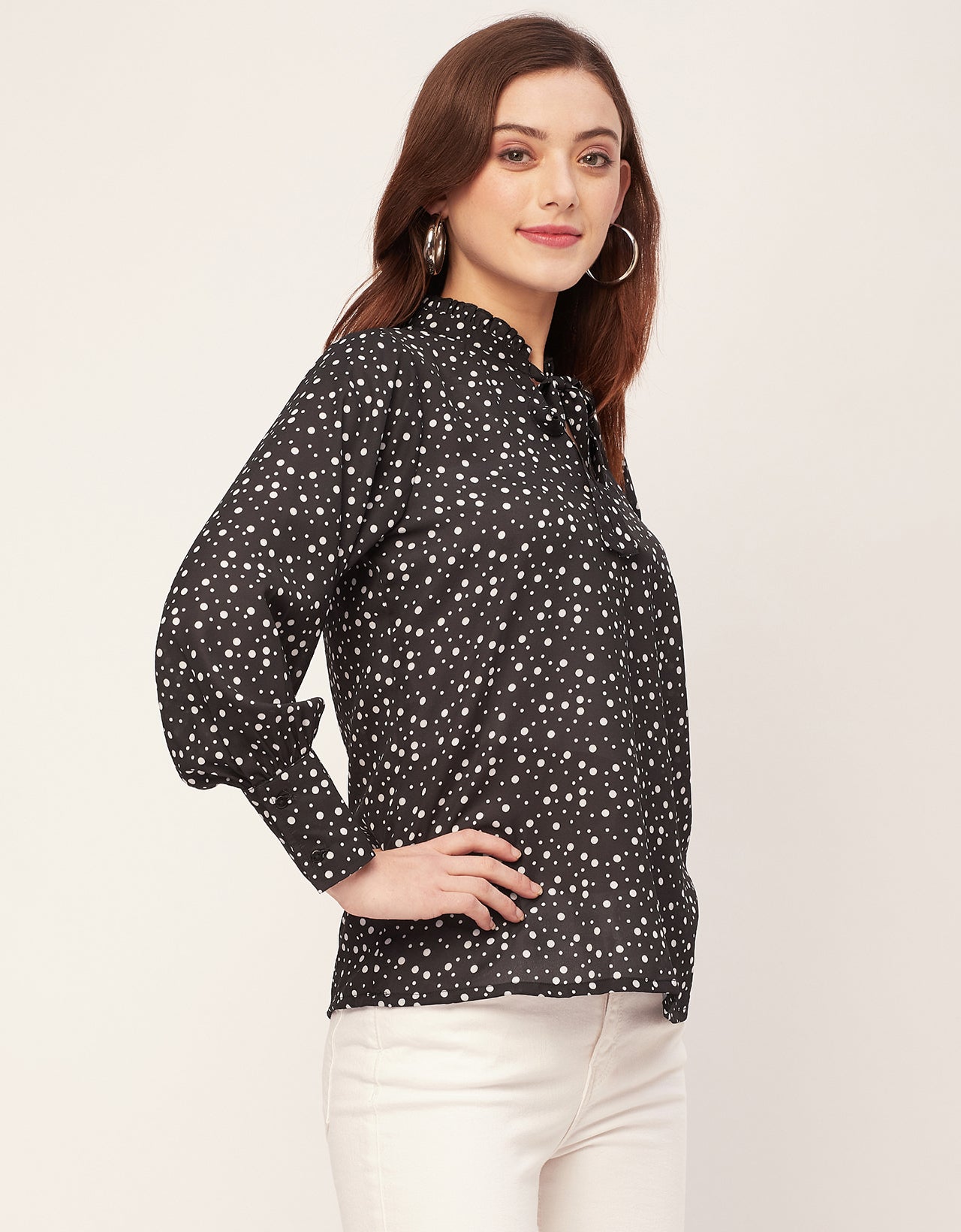 Long Sleeve Printed Georgette Shirt