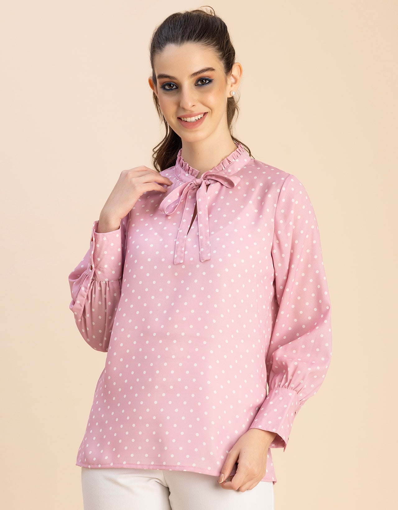 Long Sleeve Printed Georgette Shirt